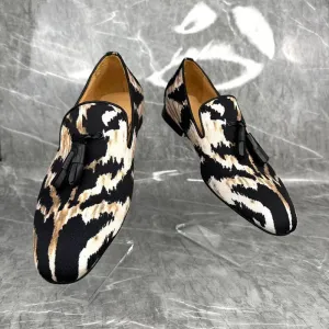 Leopard Print Tassel Pigskin Loafers