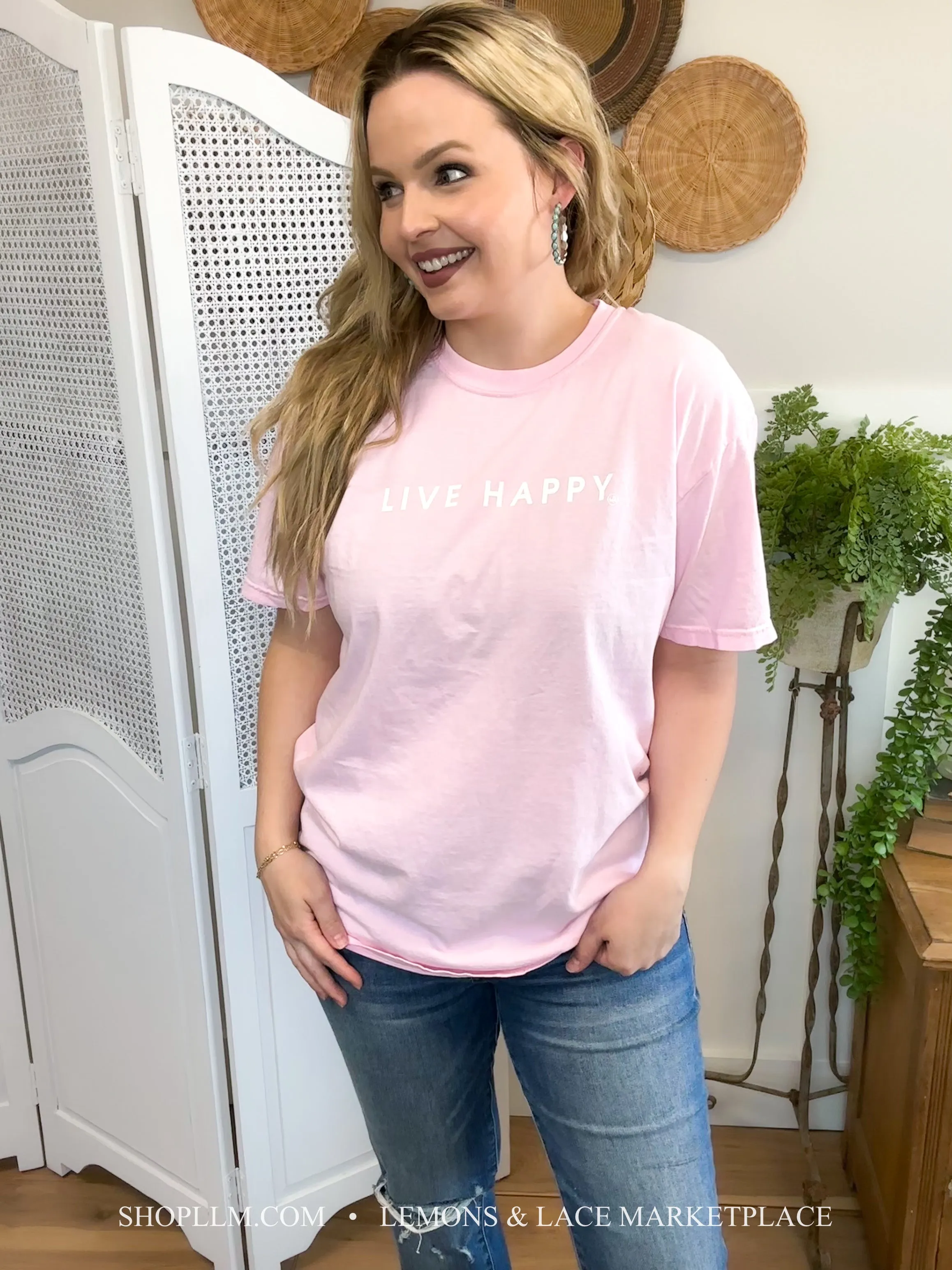 Live Happy Pink Graphic Tee