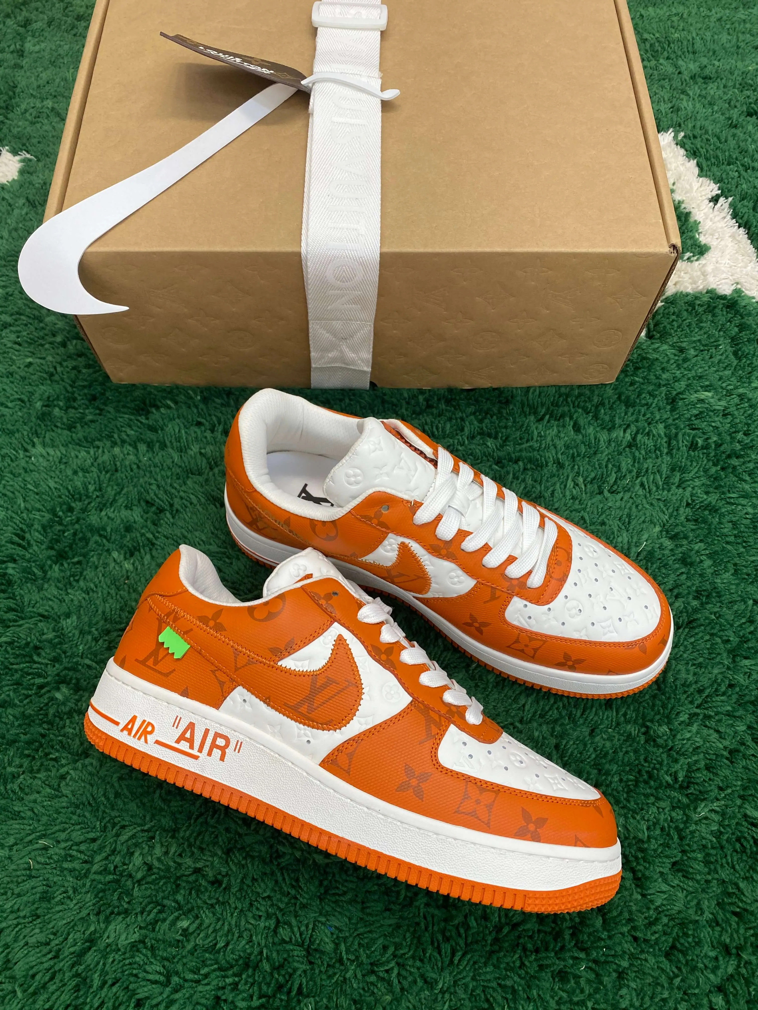 Louis Vuitton x Nike Air Force 1 White Orange Monogram Sneaker