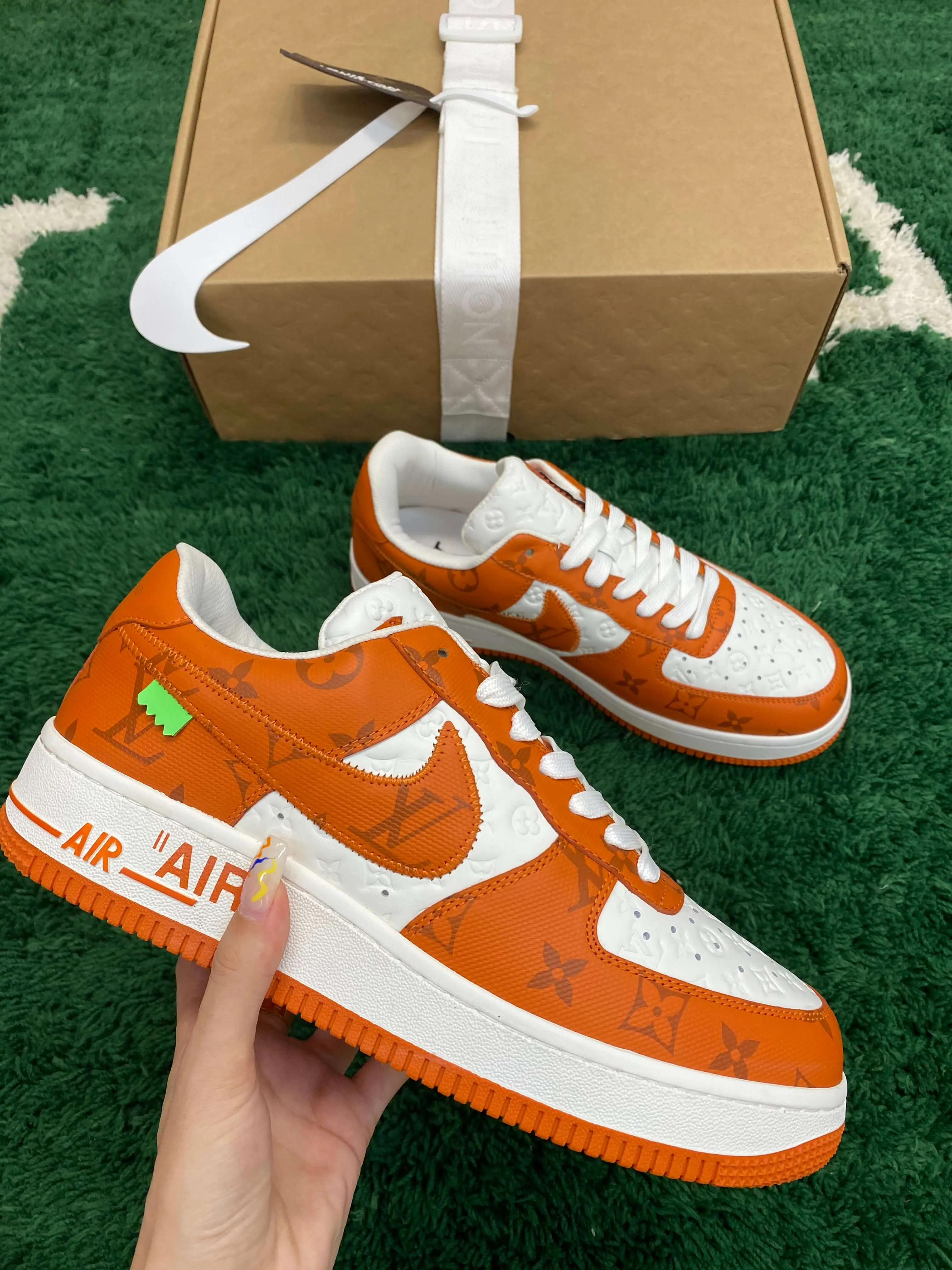 Louis Vuitton x Nike Air Force 1 White Orange Monogram Sneaker