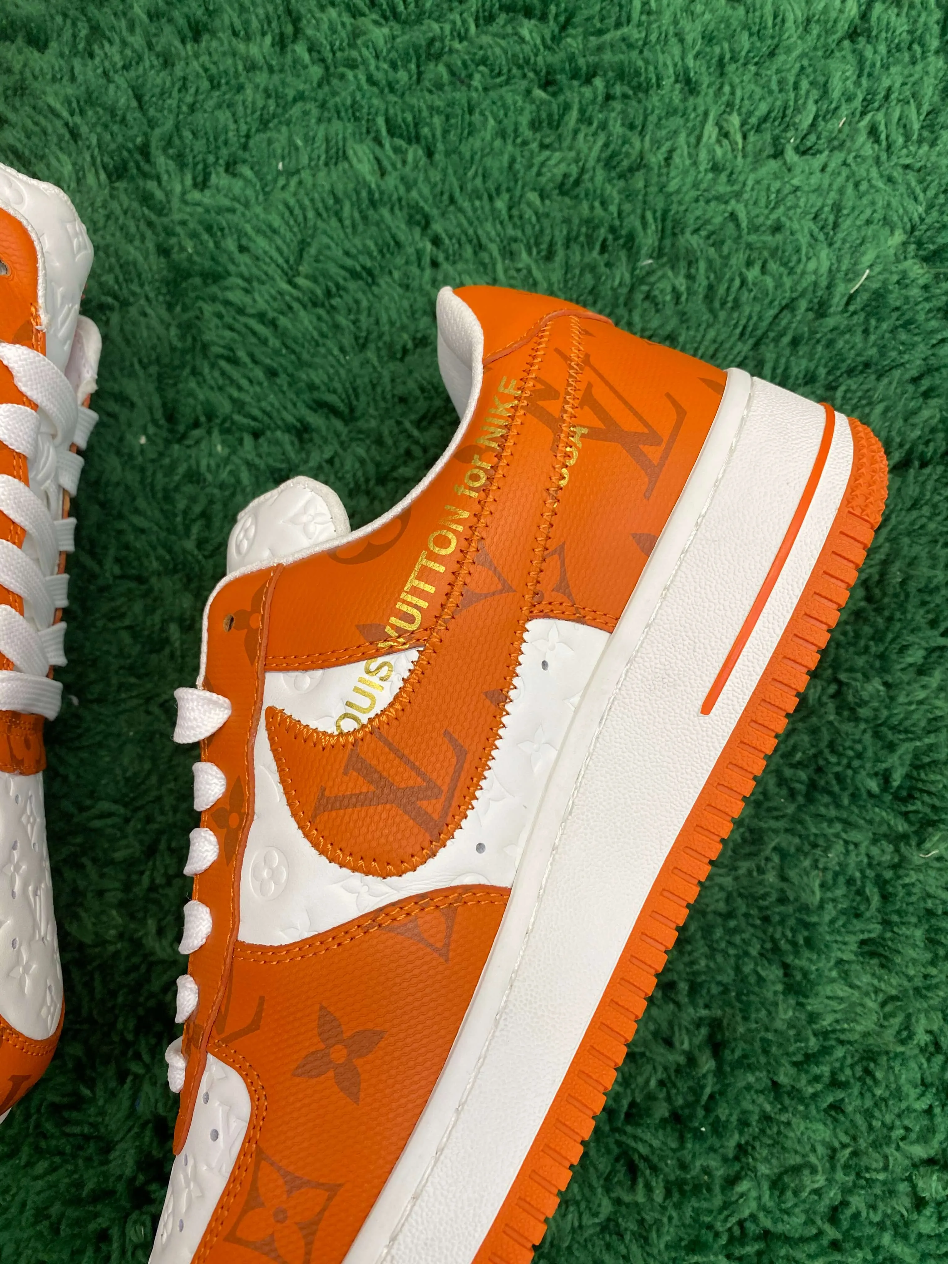 Louis Vuitton x Nike Air Force 1 White Orange Monogram Sneaker