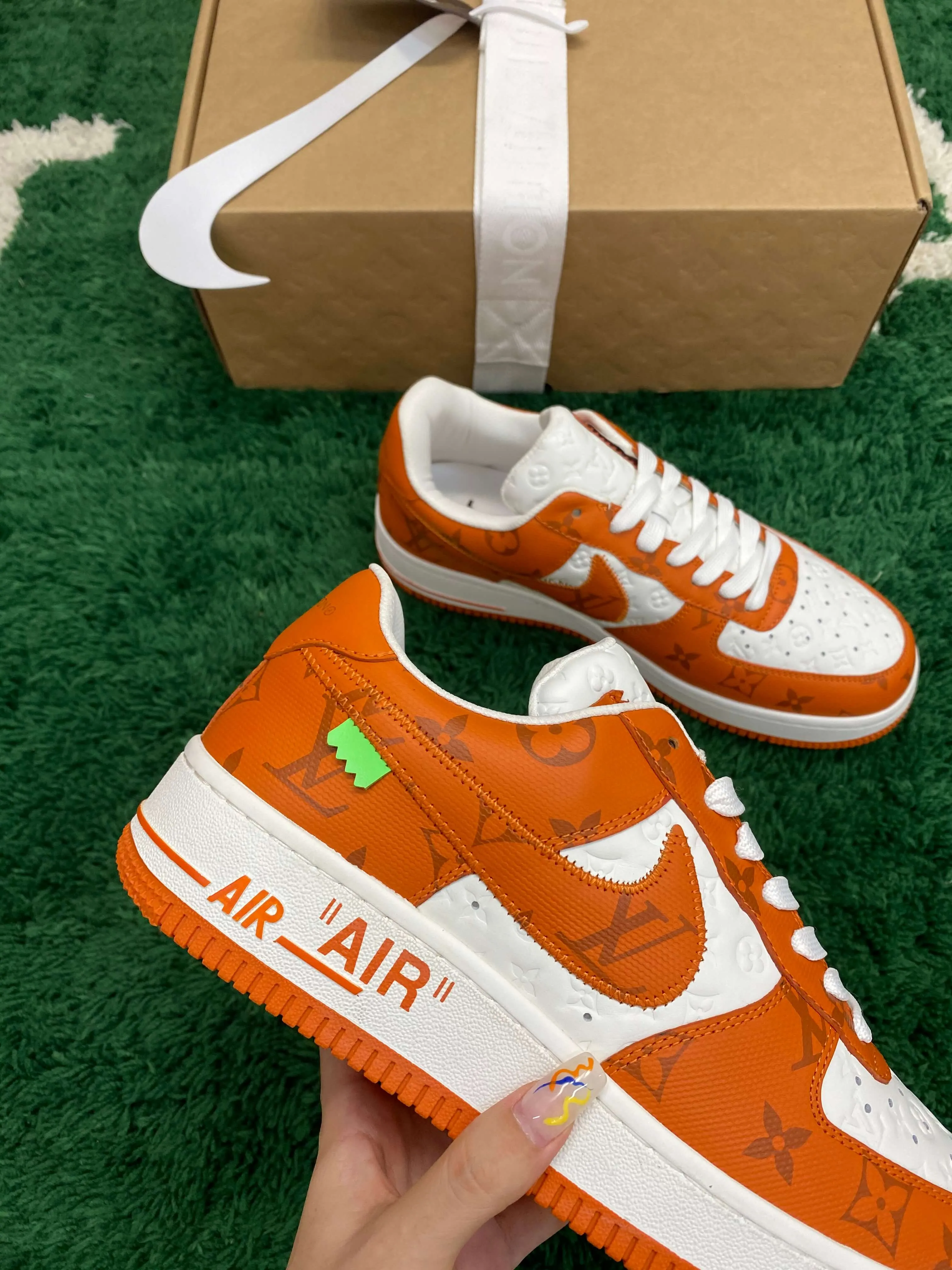 Louis Vuitton x Nike Air Force 1 White Orange Monogram Sneaker