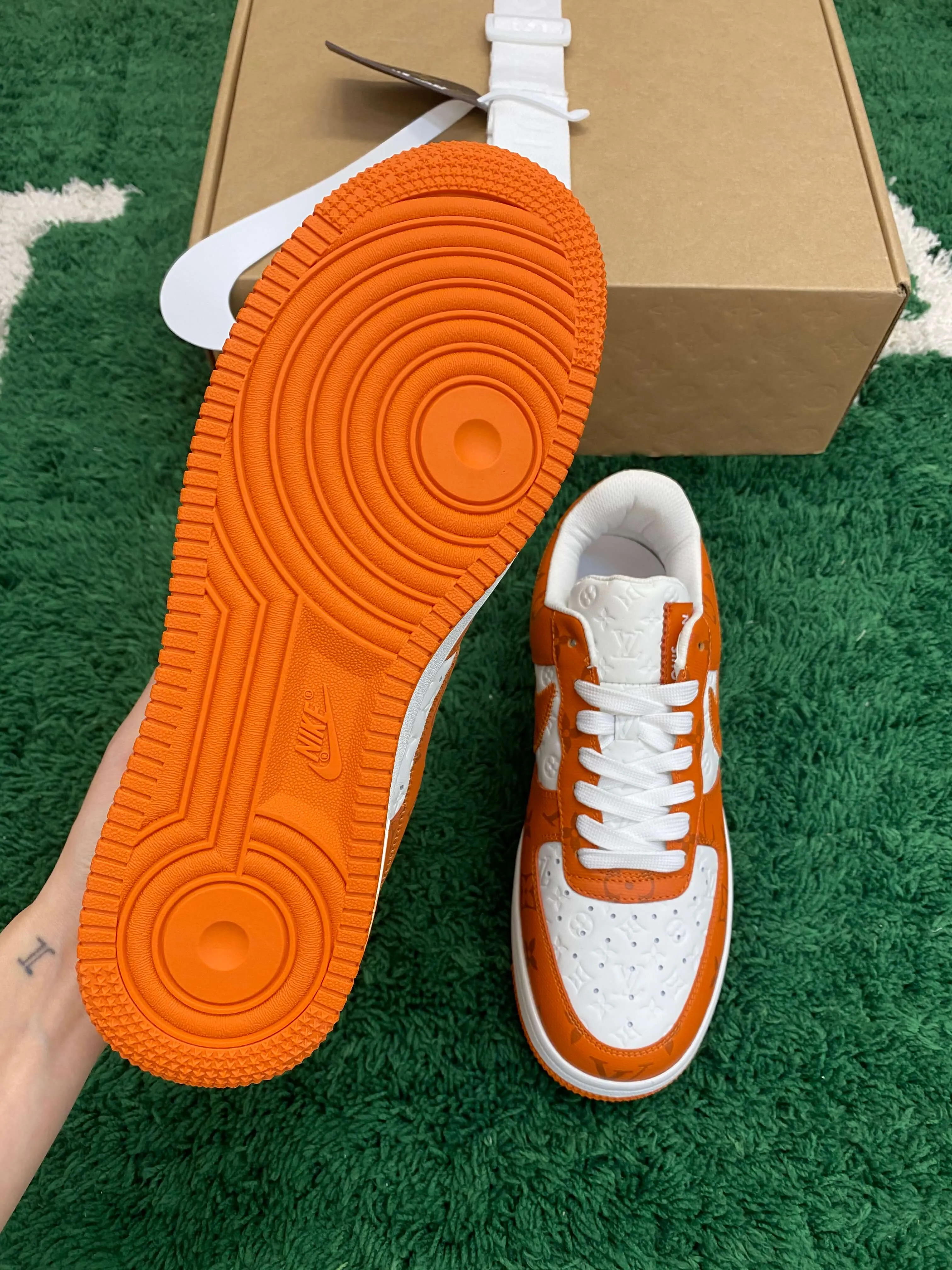 Louis Vuitton x Nike Air Force 1 White Orange Monogram Sneaker