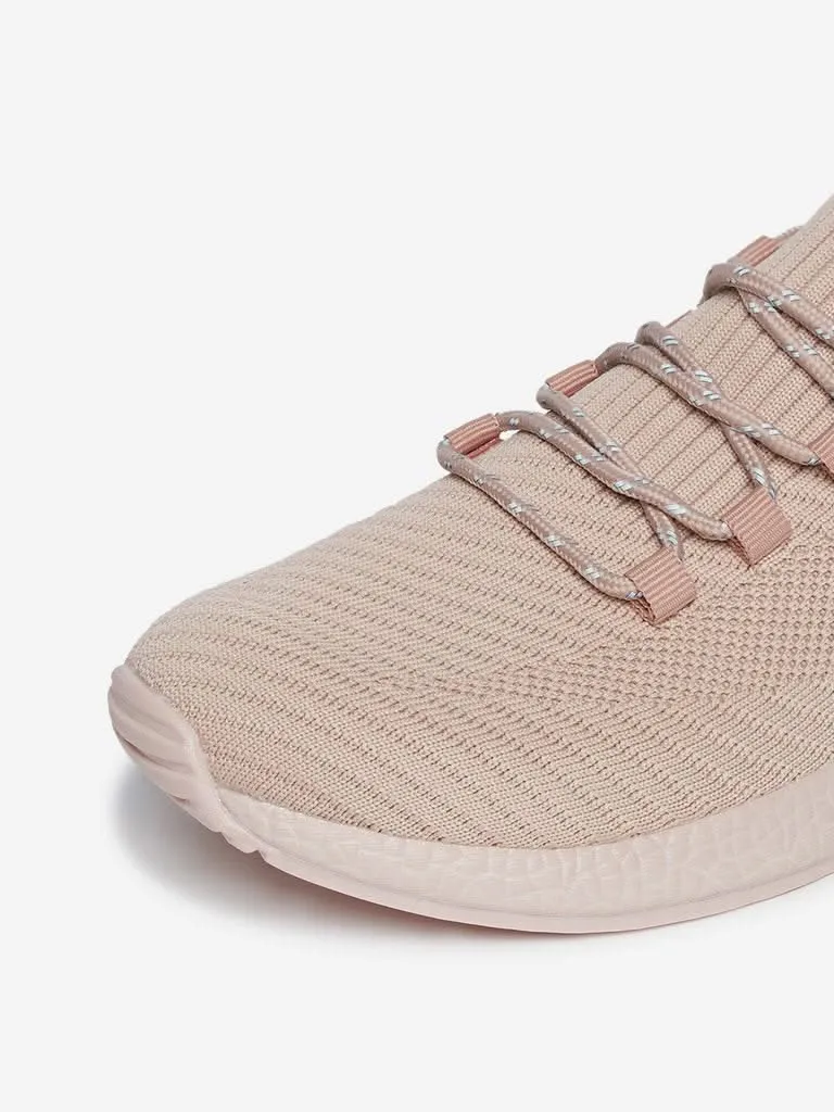 LUNA BLU Pink Knitted Lace-Up Sneakers