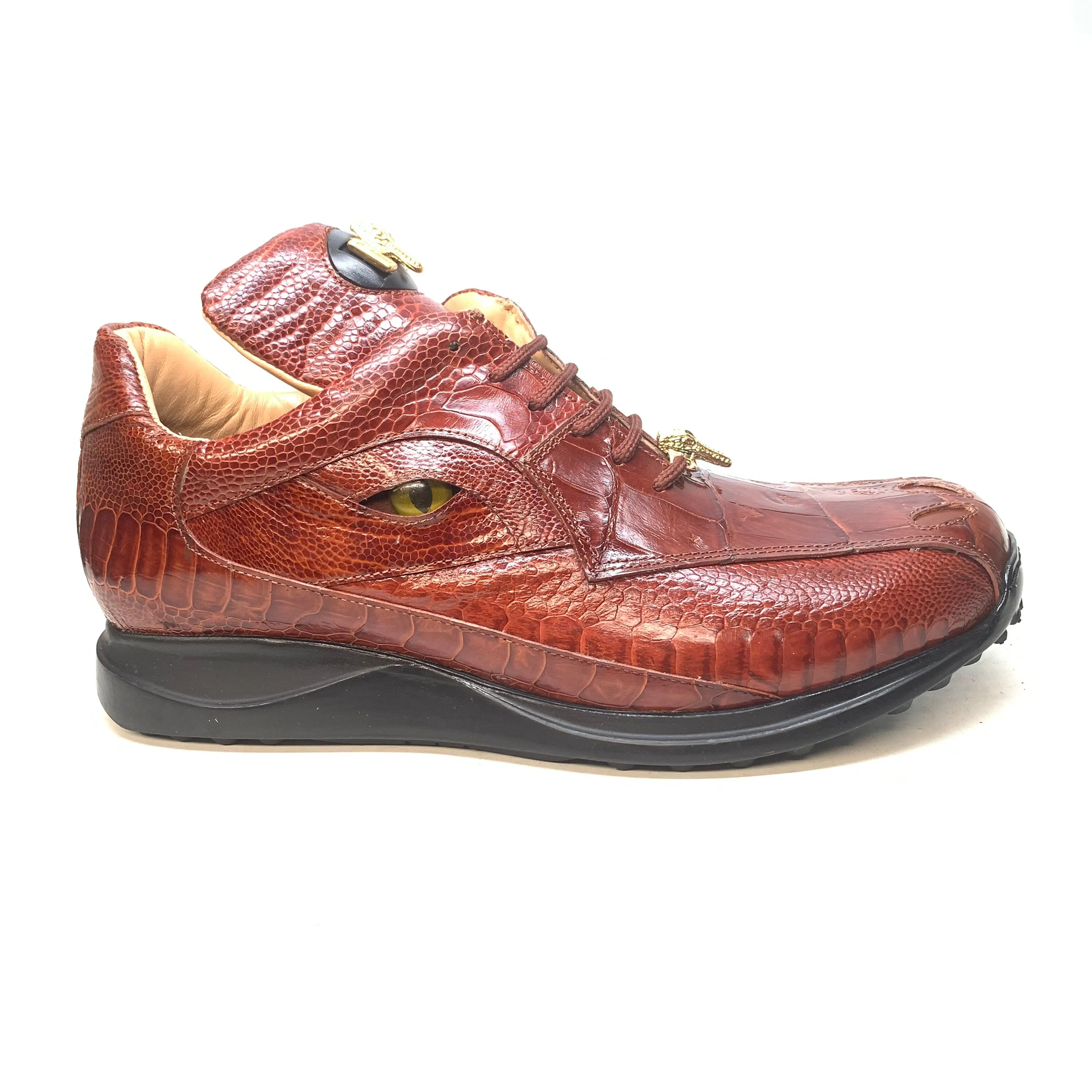 Mauri 8596 'Eye' Cognac Hornback Tail/Ostrich Leg Sneakers