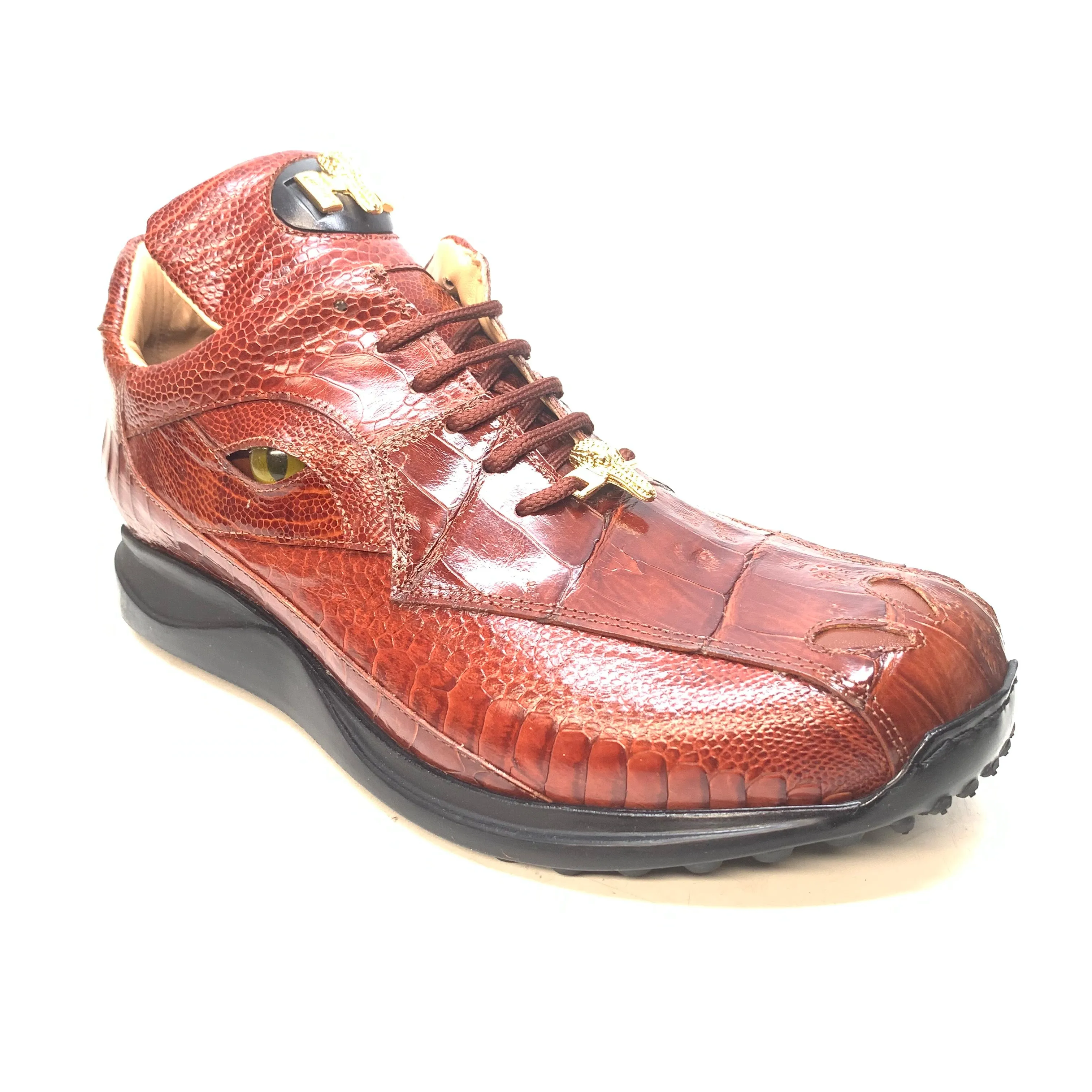 Mauri 8596 'Eye' Cognac Hornback Tail/Ostrich Leg Sneakers