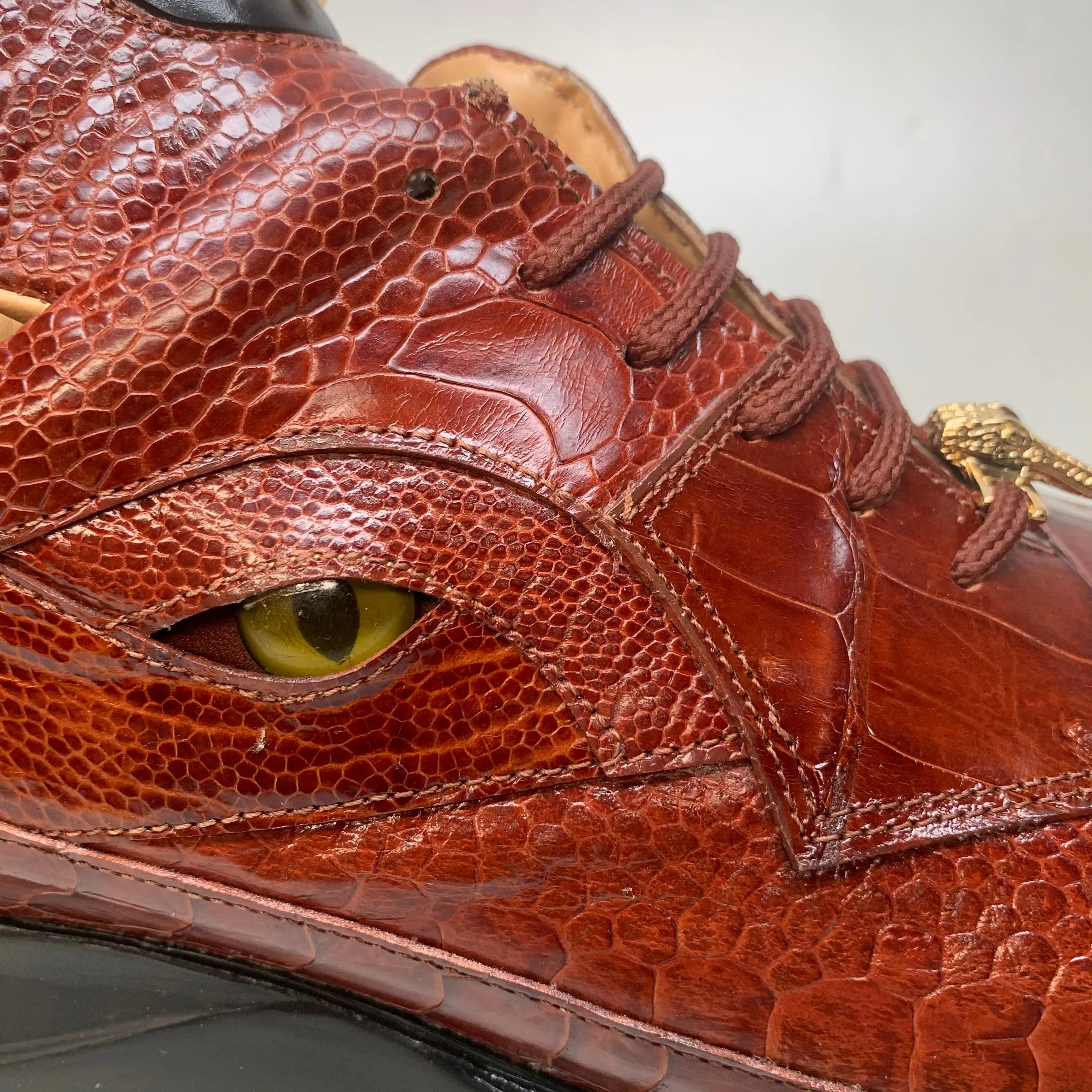 Mauri 8596 'Eye' Cognac Hornback Tail/Ostrich Leg Sneakers