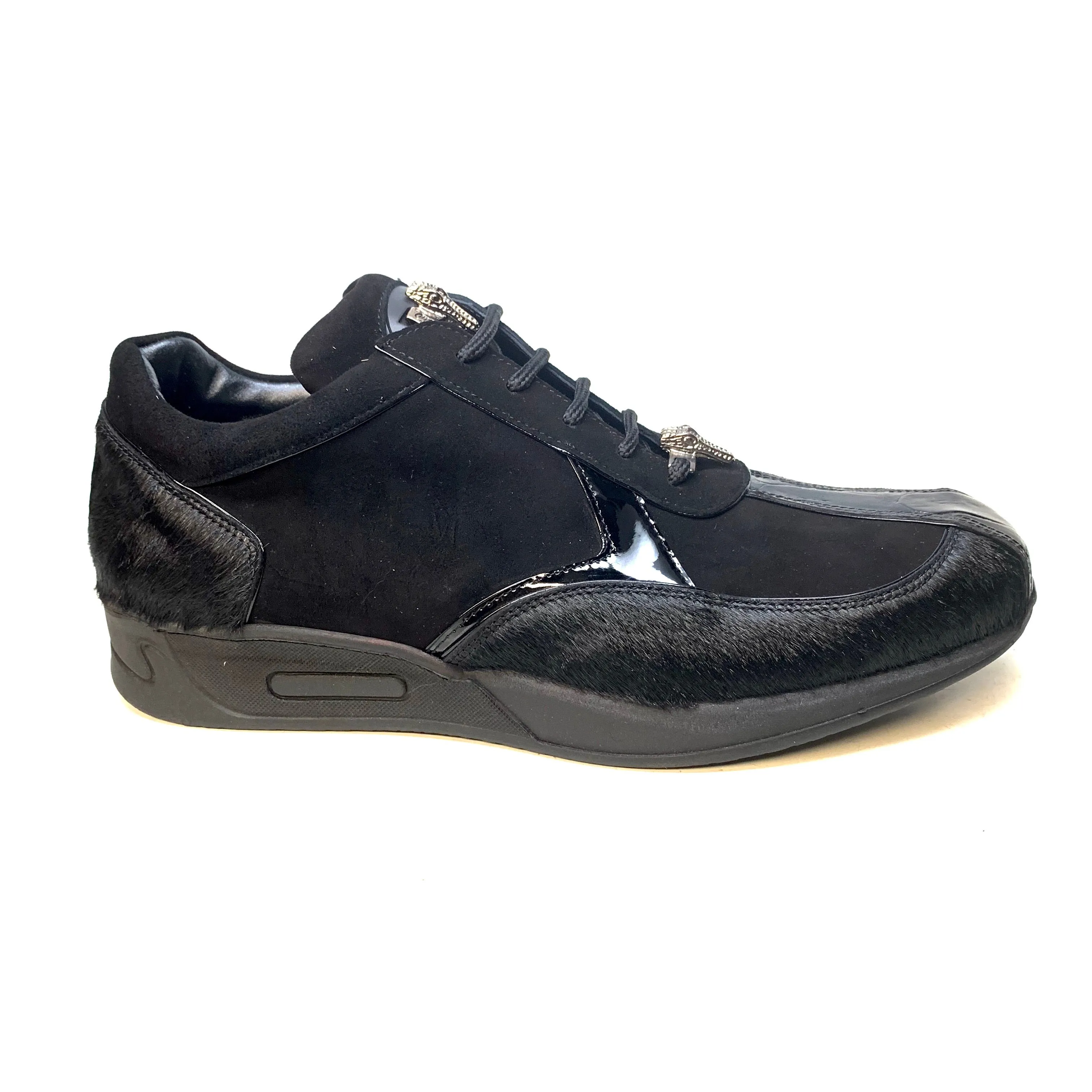 Mauri M791 Black Pony Suede Alligator Sneakers