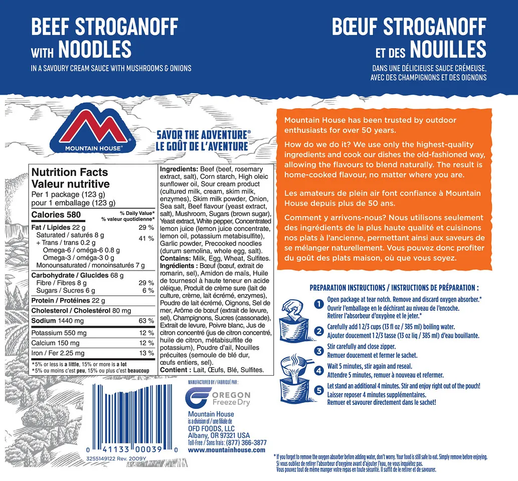 Mountain House Beef Stroganoff with Noodles Pouch - One Serving