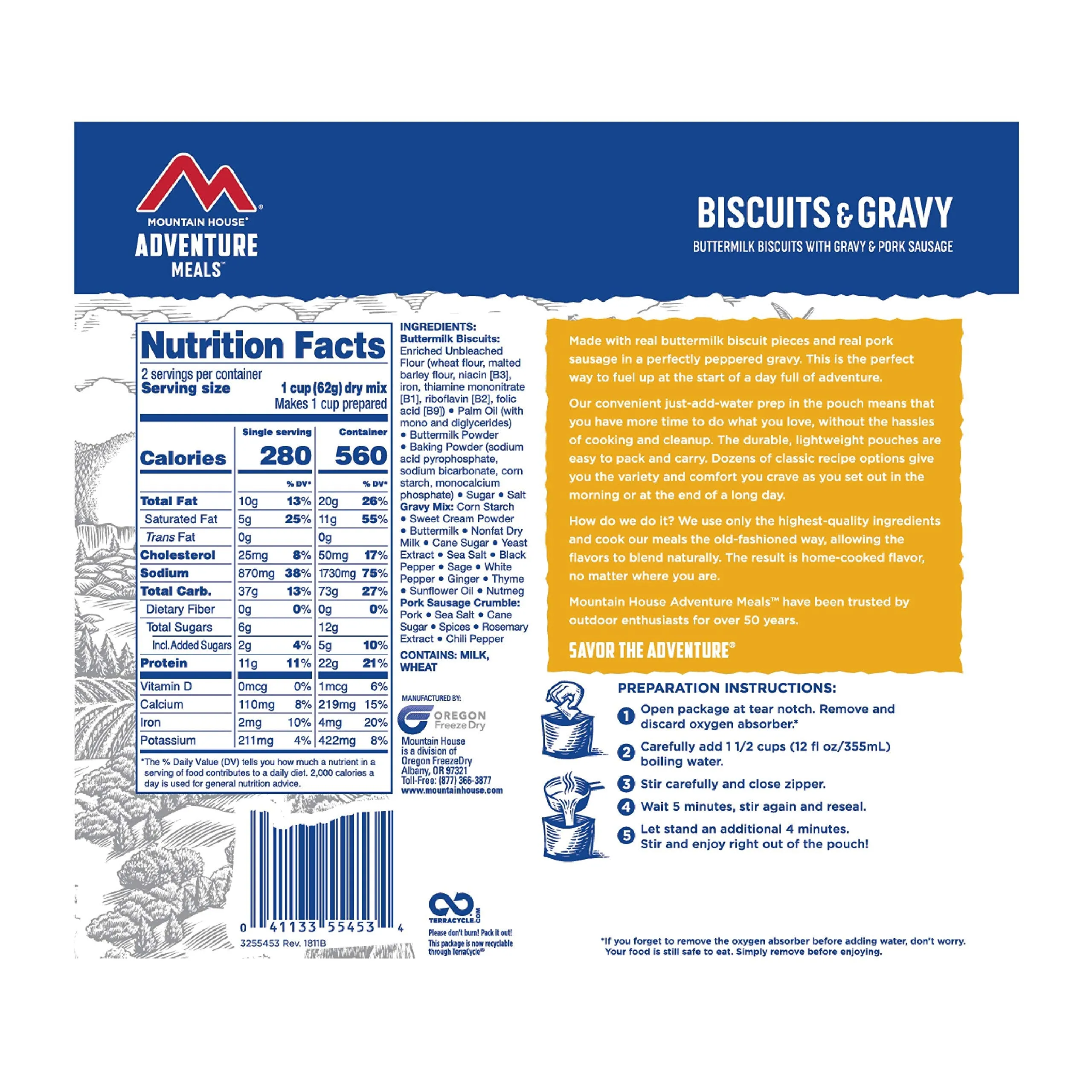 Mountain House - Biscuits and Gravy Pouch - 6 Pack