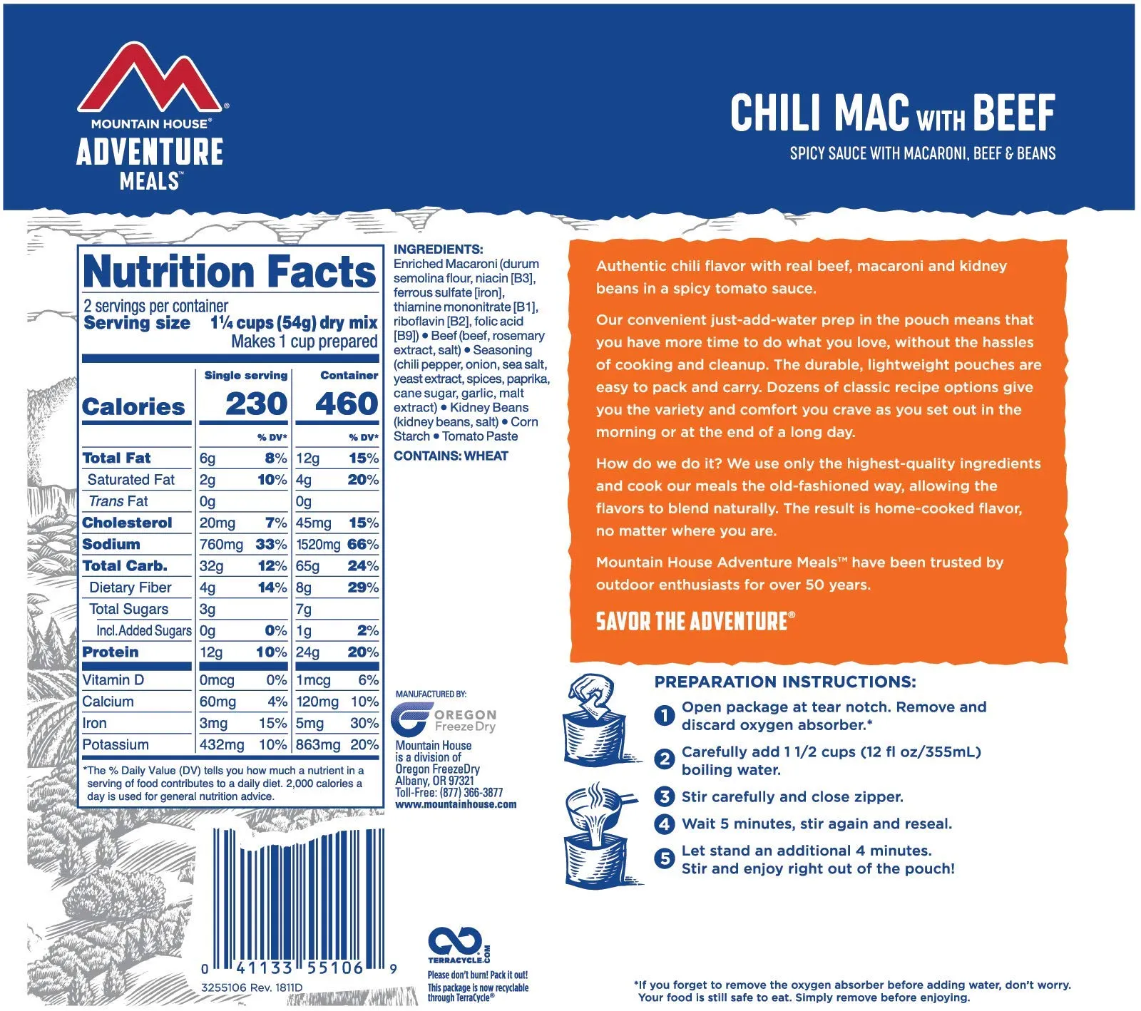 Mountain House - Chili Mac with Beef Pouch - 4 Pack