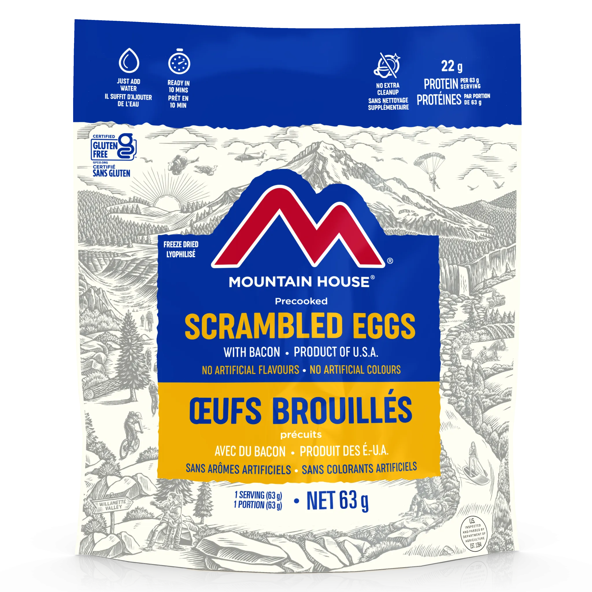 Mountain House Scrambled Eggs with Bacon Pouch (Gluten Free) - One Serving