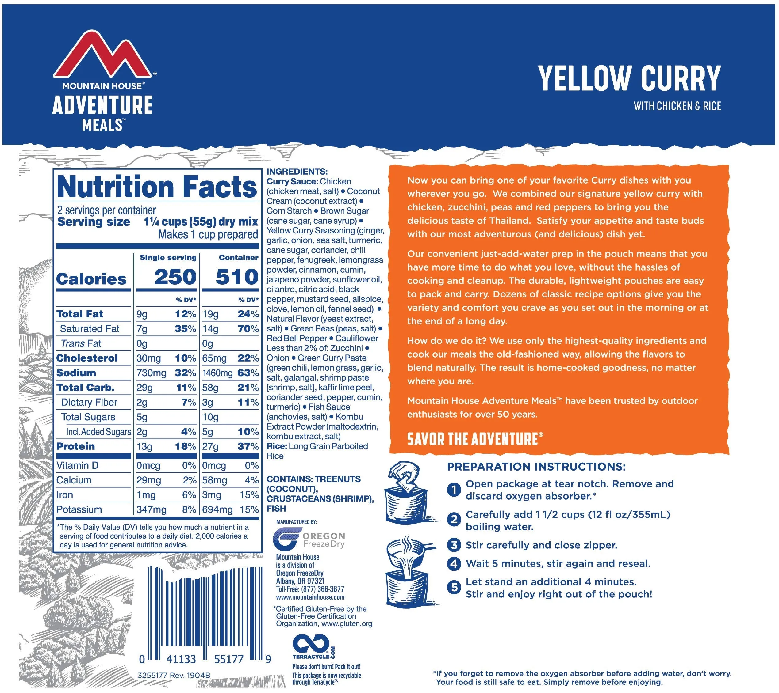 Mountain House - Yellow Curry with Chicken and Rice Pouch