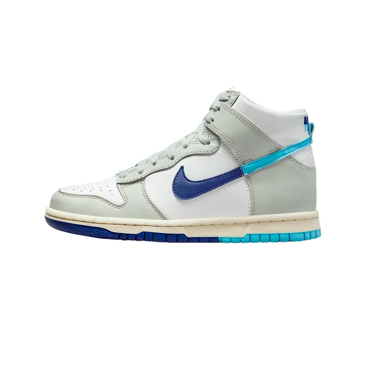 Nike scarpa sneakers da ragazzo Dunk High SE FN7995 100 bianco-azzurro-argento