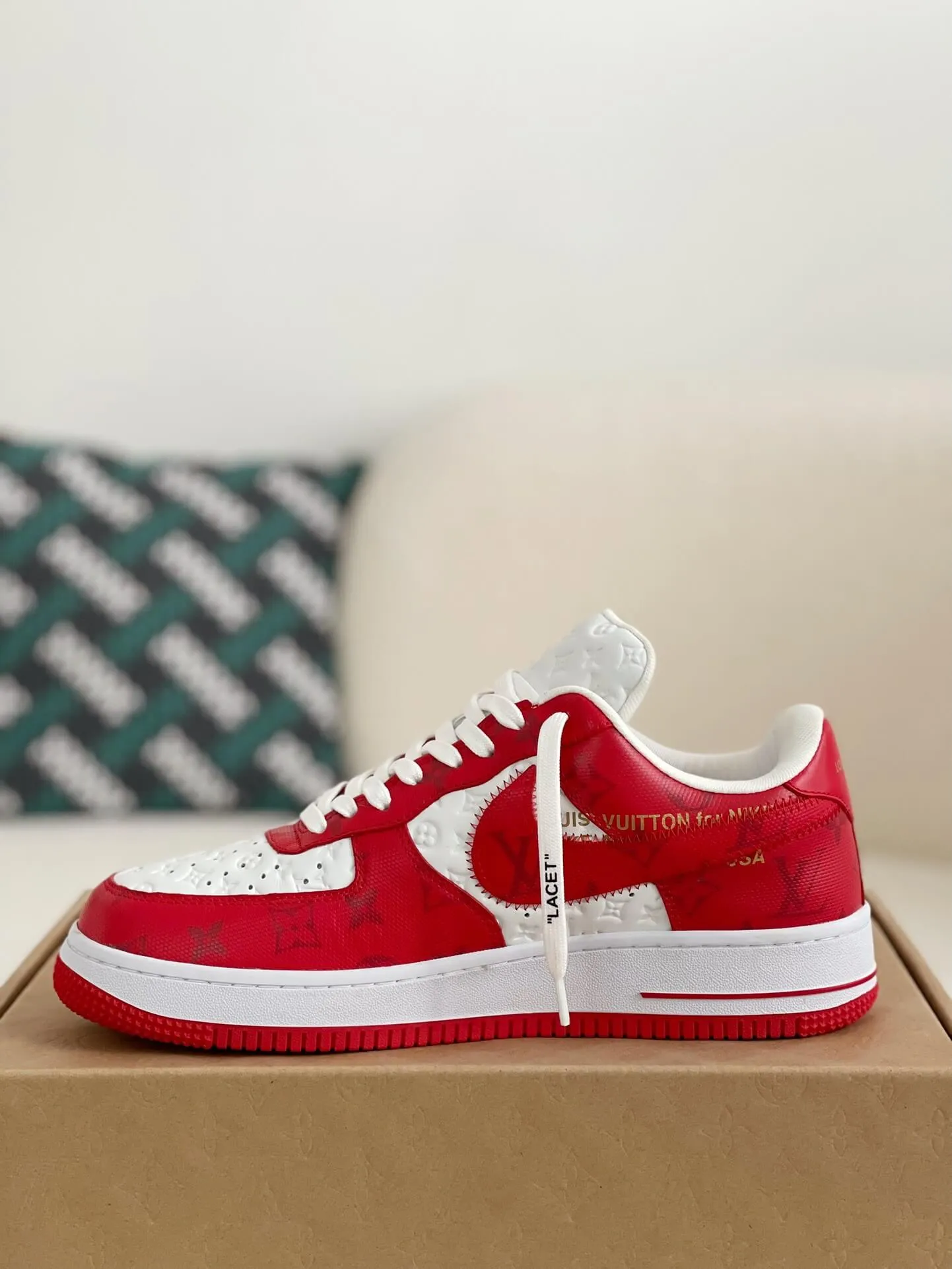 Nike x Louis Vuitton LV Air Force 1 White Red Sneakers