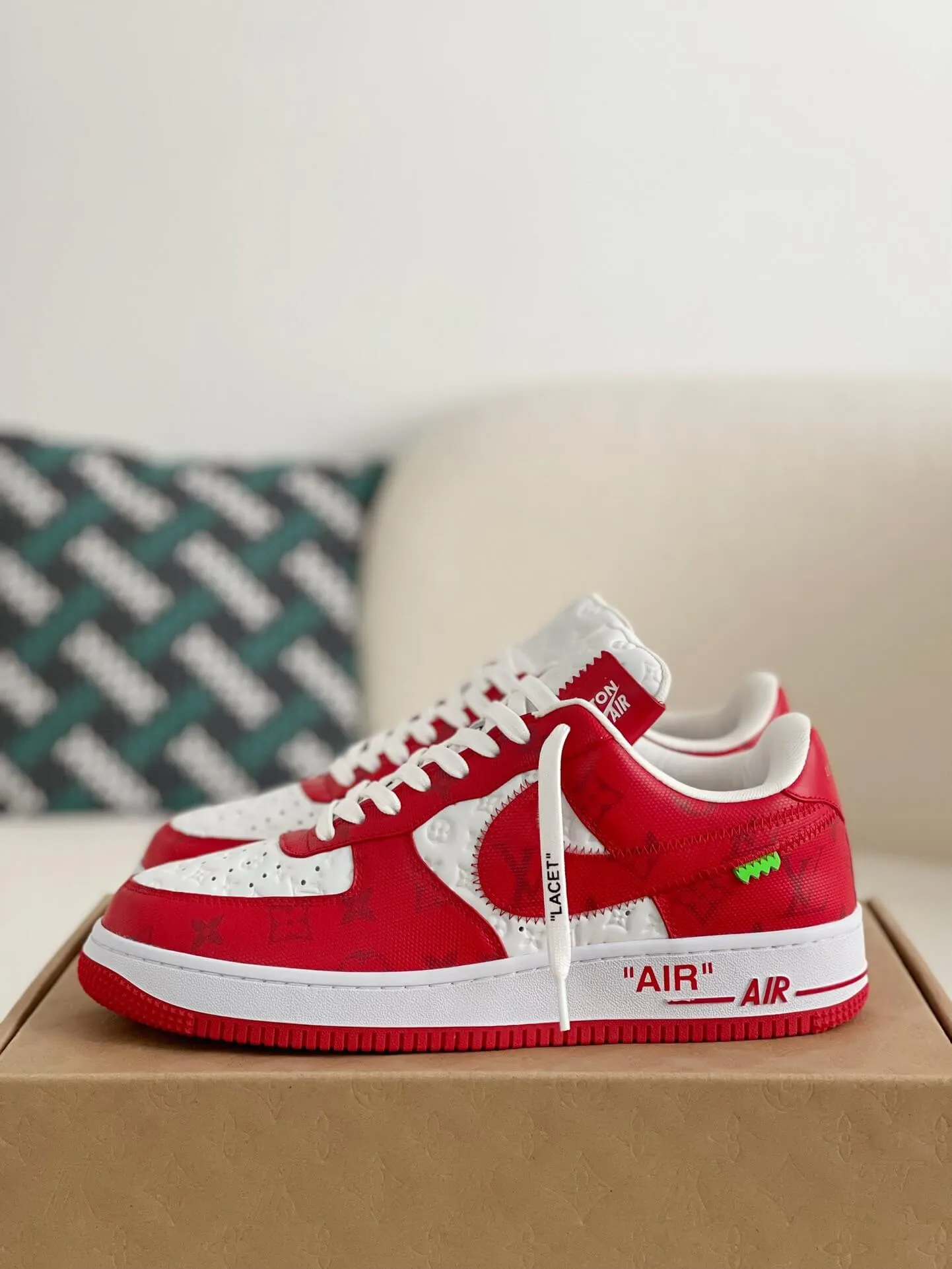 Nike x Louis Vuitton LV Air Force 1 White Red Sneakers