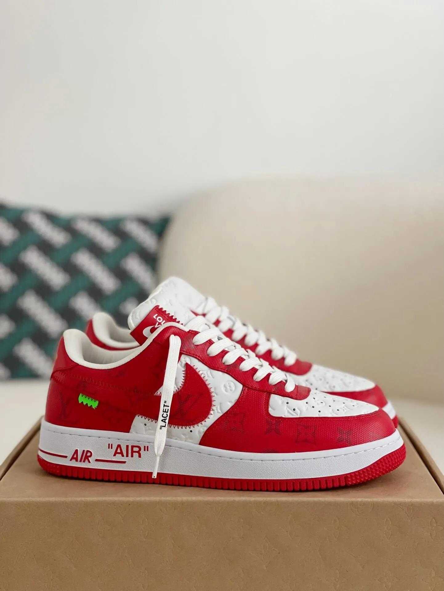 Nike x Louis Vuitton LV Air Force 1 White Red Sneakers