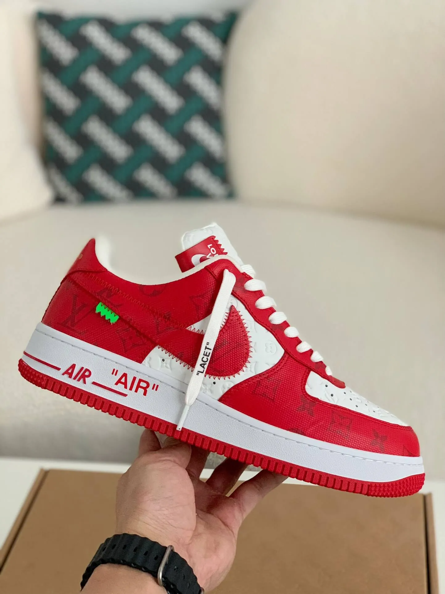 Nike x Louis Vuitton LV Air Force 1 White Red Sneakers