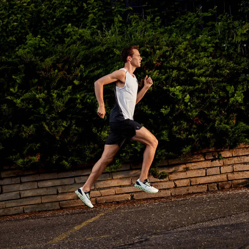 On Running Men's Cloudstratus Shoe in White Black