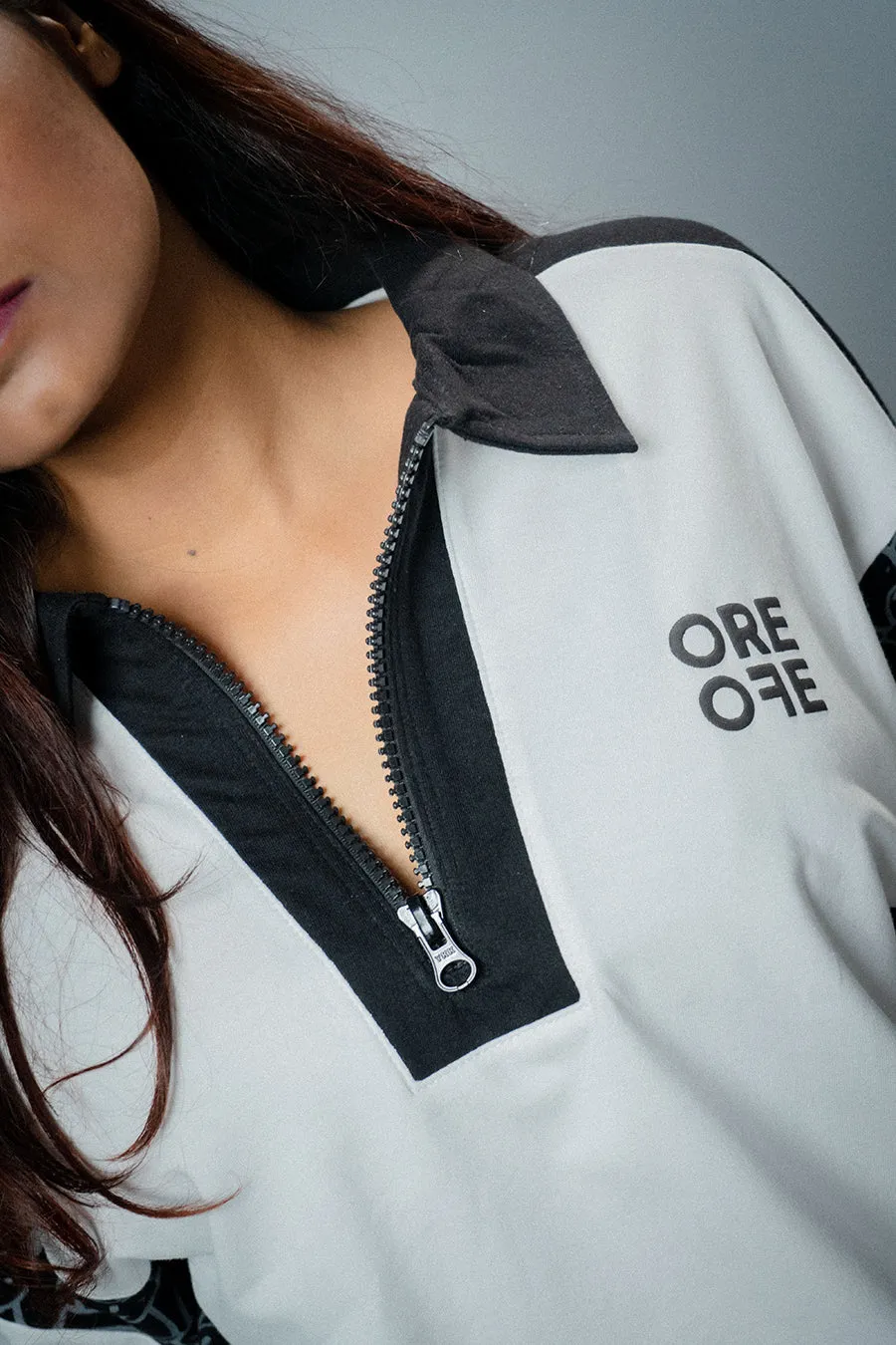 ORE OFE White And Black Oversized Polo