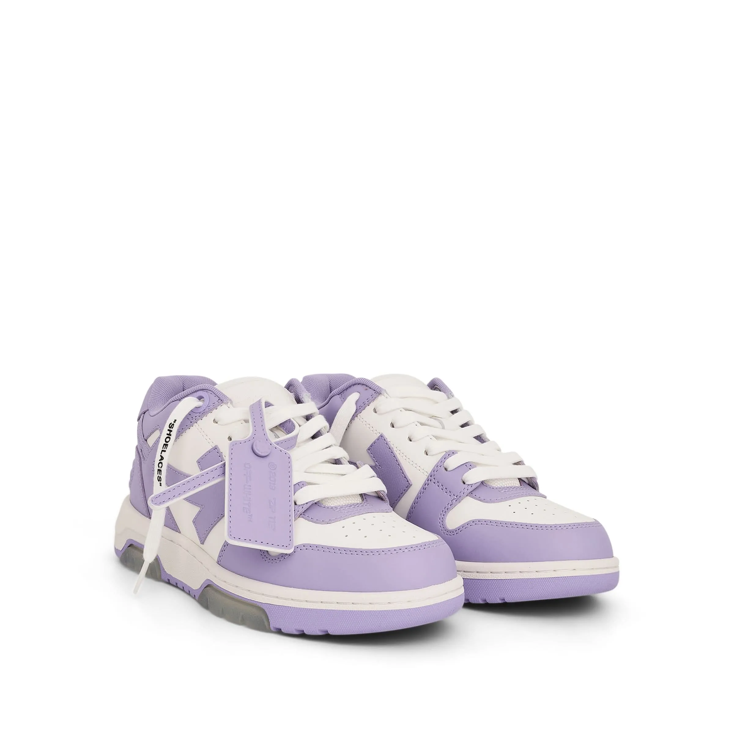 Out of Office Calf Leather Sneakers in White/Lilac Purple