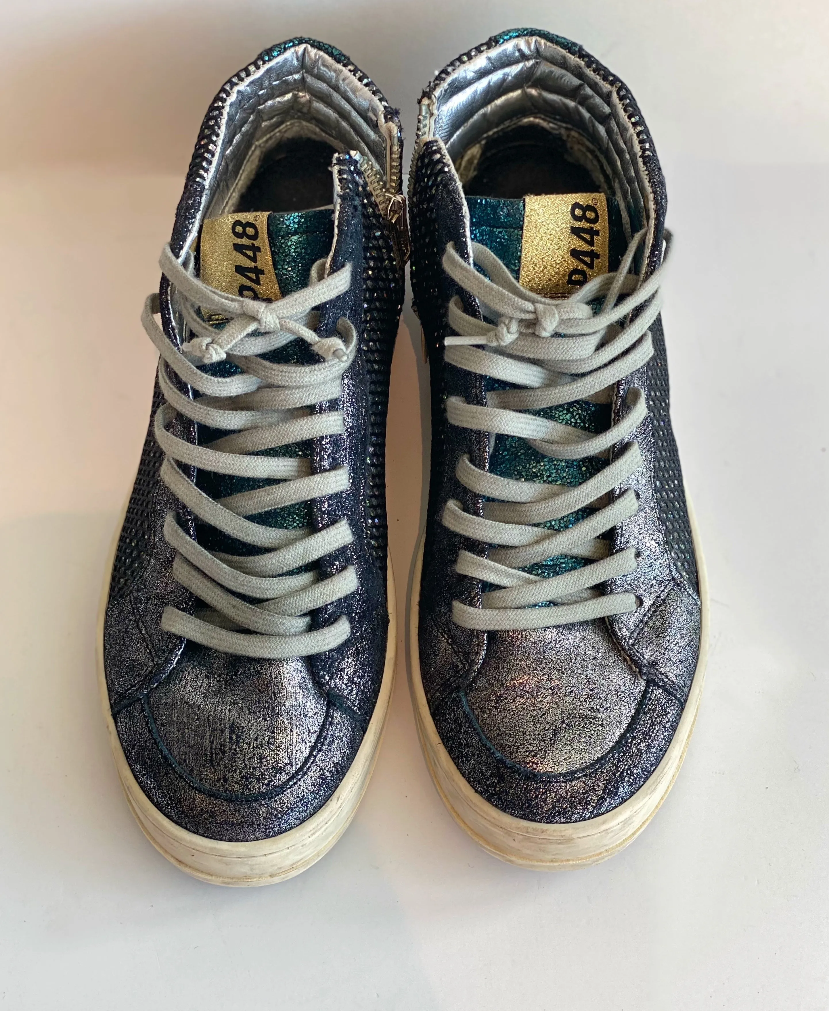 P448 High Top Glitter Sneakers