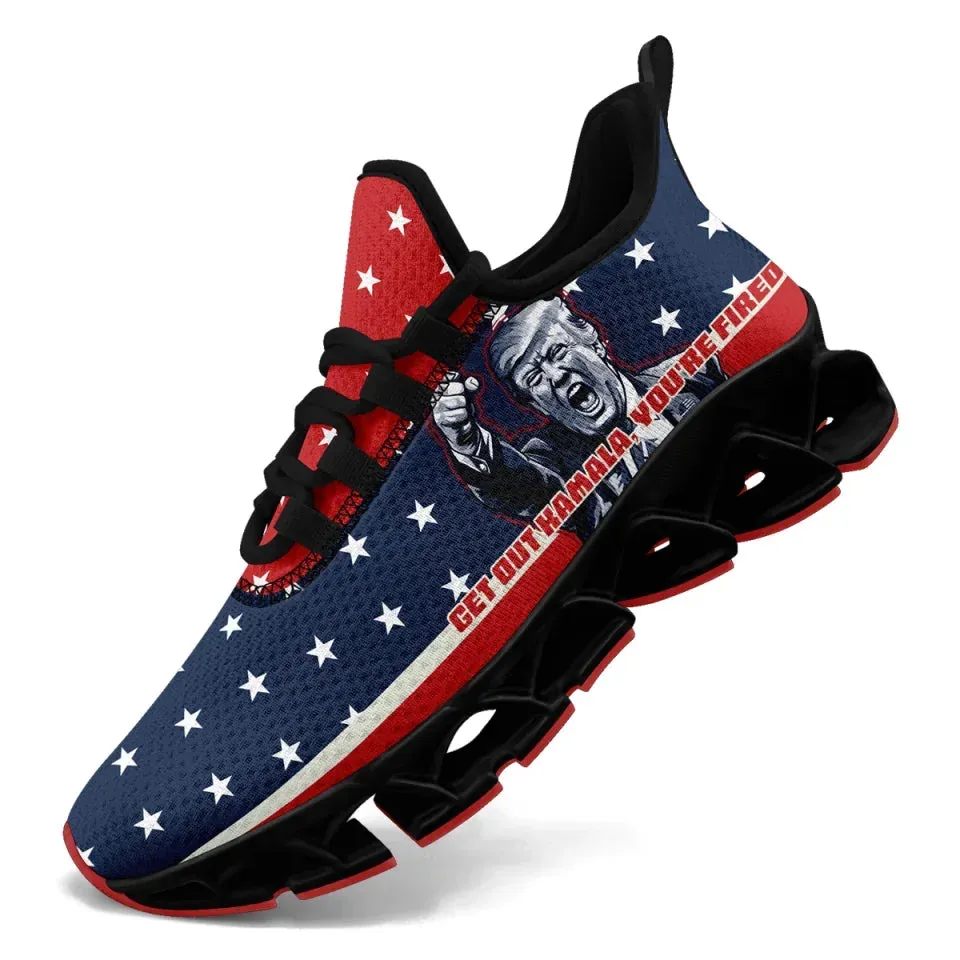 Personalized Trump Theme Sneakers, Custom USA Flag Trump Shoes, Comfortable Cloud Sneakers