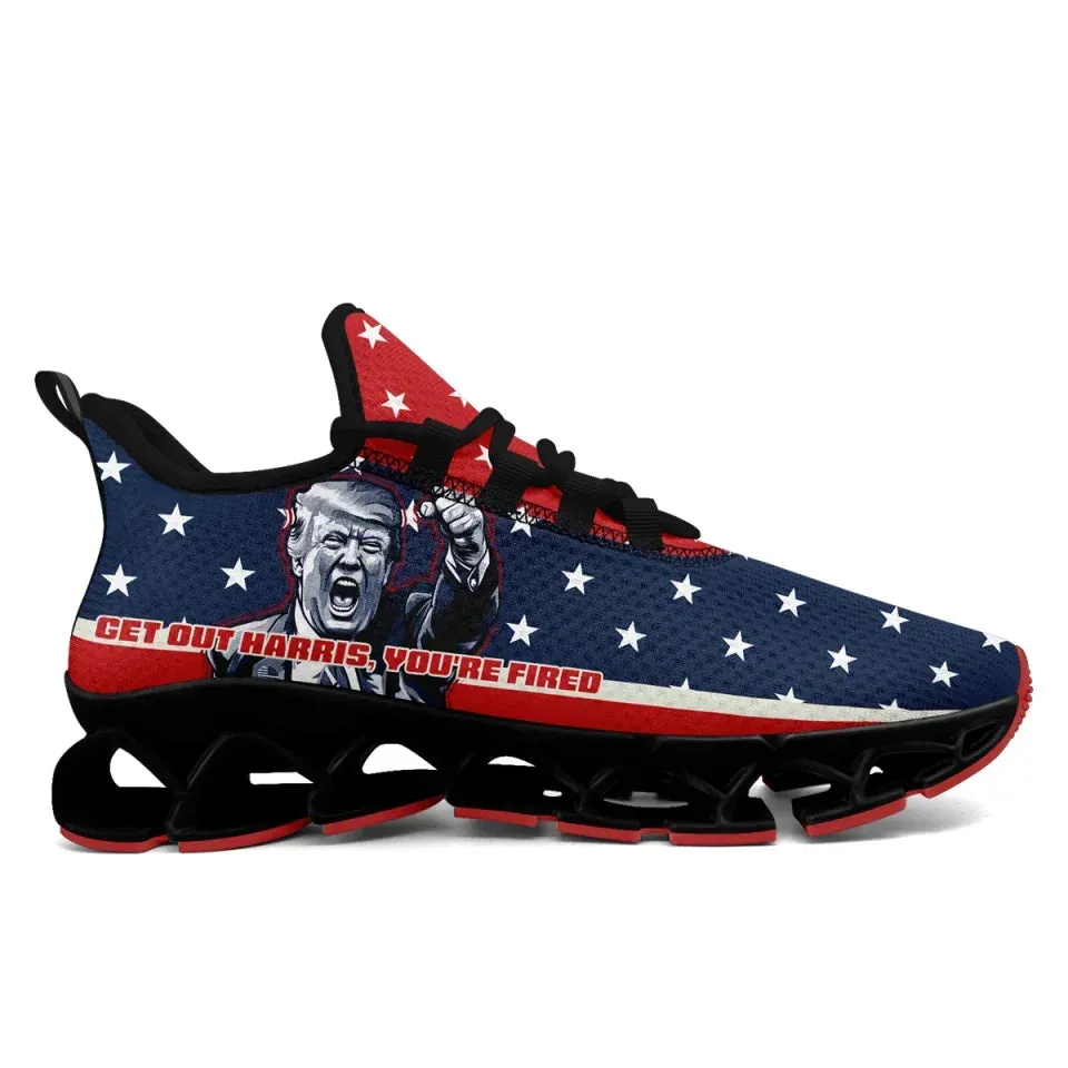 Personalized Trump Theme Sneakers, Custom USA Flag Trump Shoes, Comfortable Cloud Sneakers