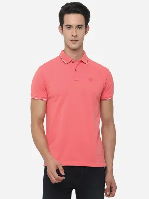 Pink Solid Slim Fit Polo T-Shirt | Greenfibre