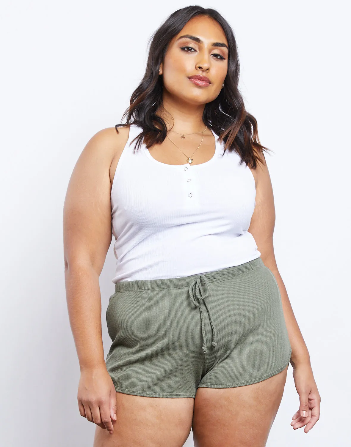 Plus Size Comfy Waffle Knit Shorts