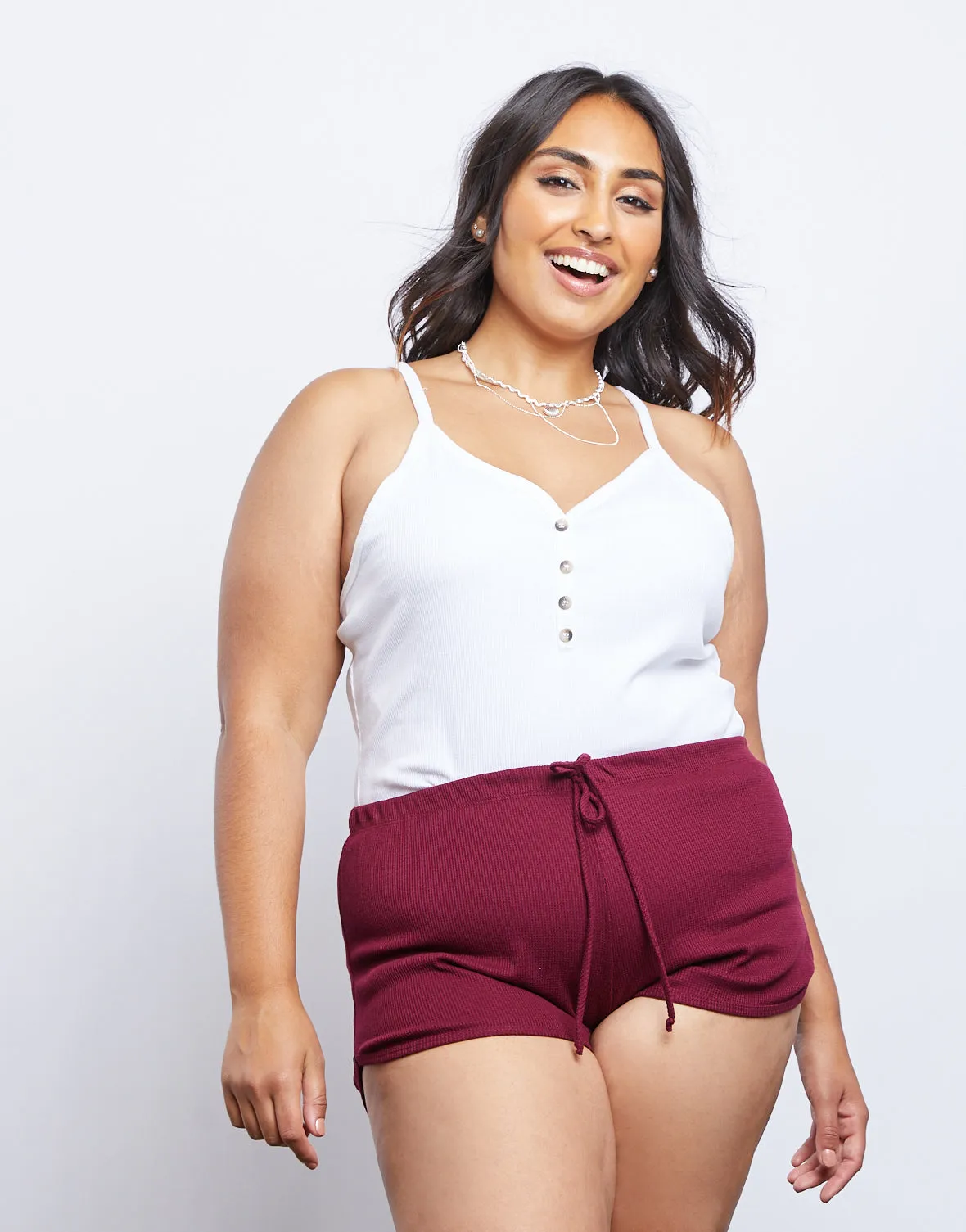 Plus Size Comfy Waffle Knit Shorts