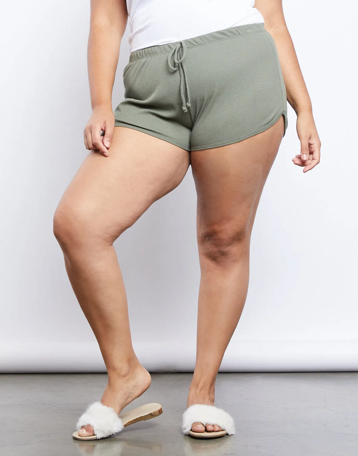 Plus Size Comfy Waffle Knit Shorts