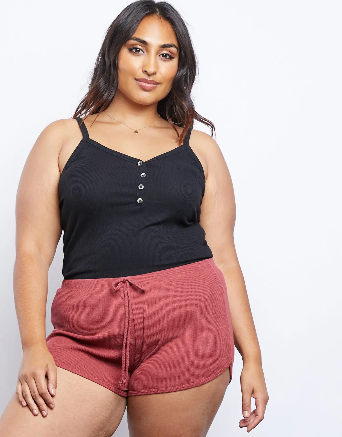 Plus Size Comfy Waffle Knit Shorts