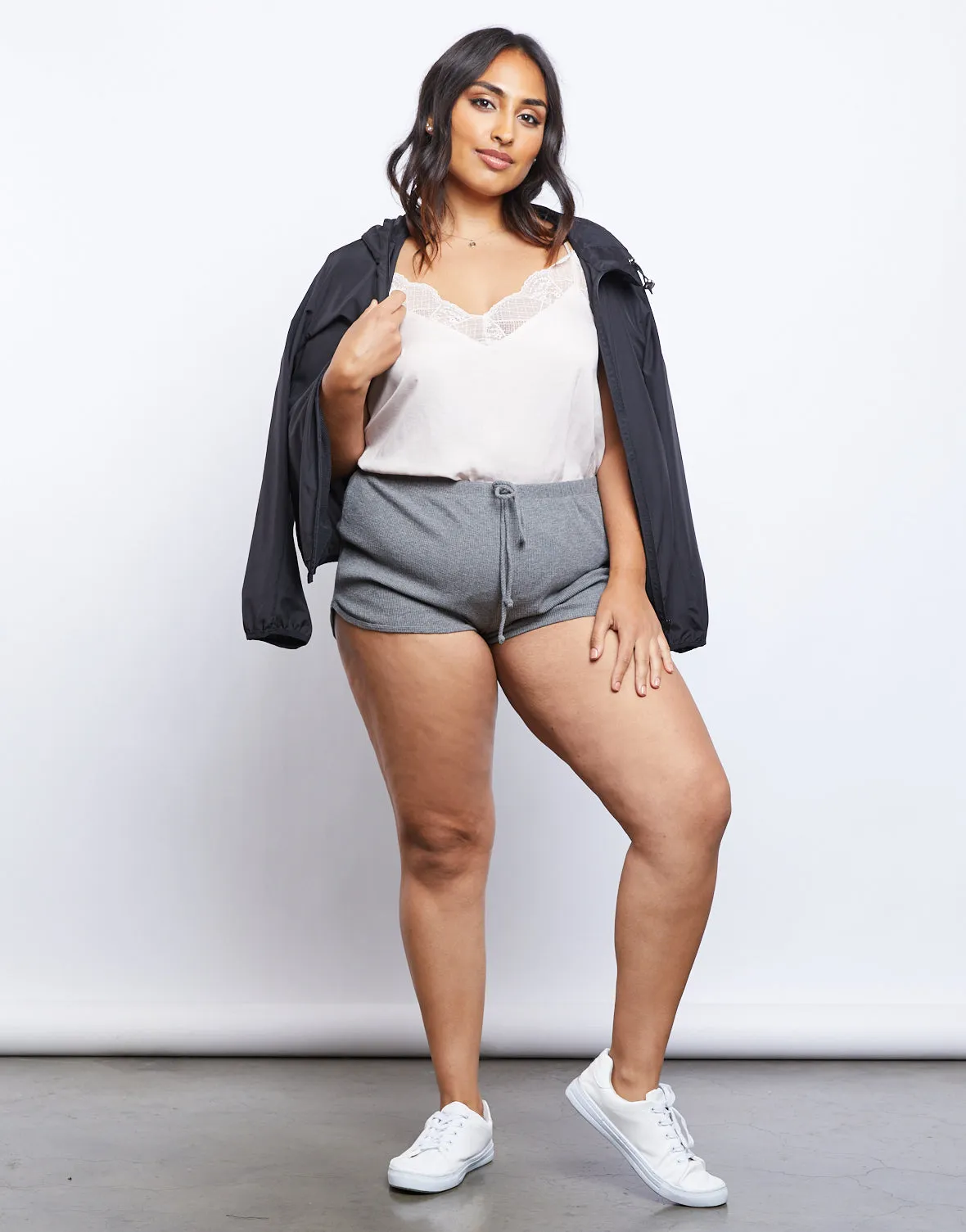 Plus Size Comfy Waffle Knit Shorts