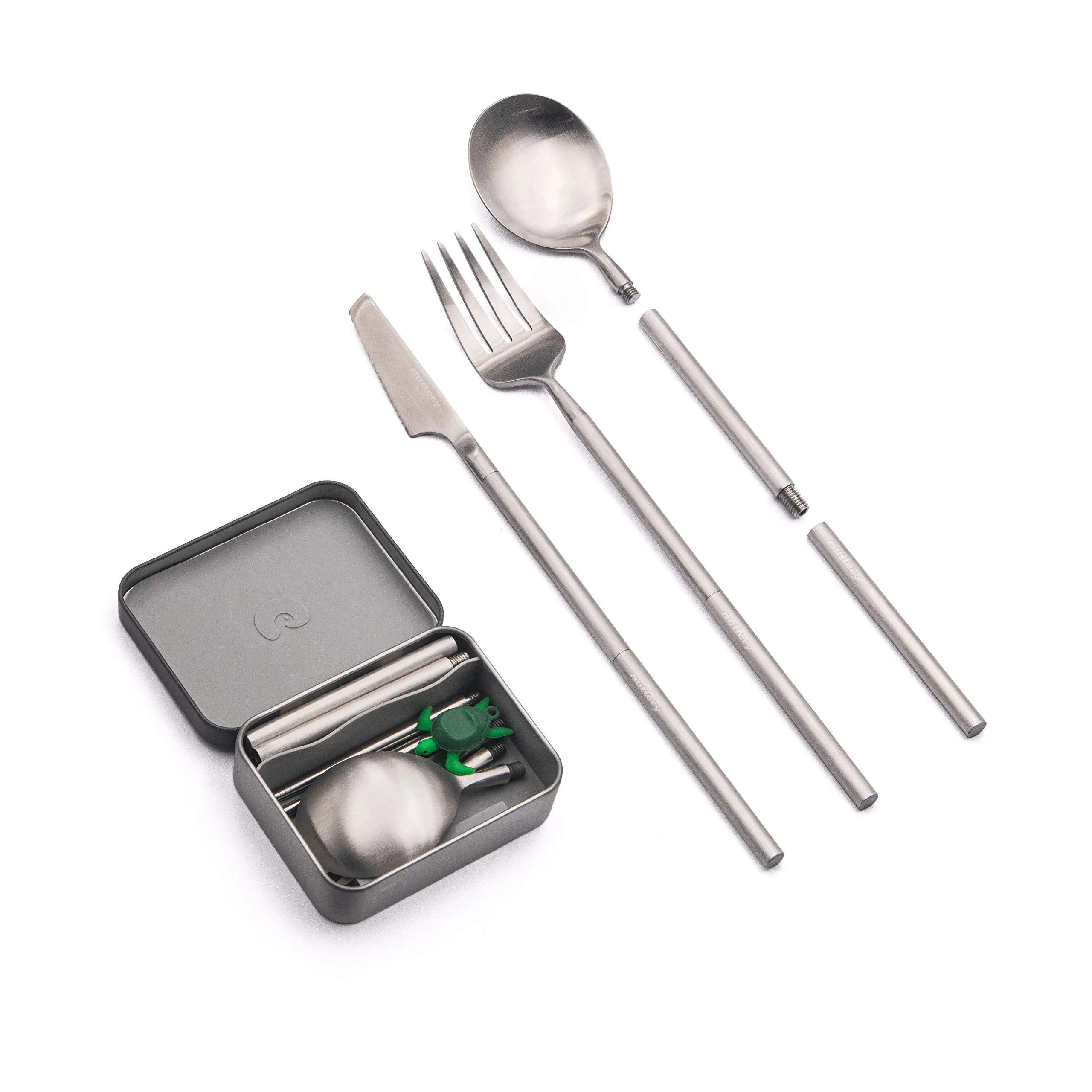 Portable & Reusable Stainless Steel Travel Cutlery Set (Black) - Includes Travel