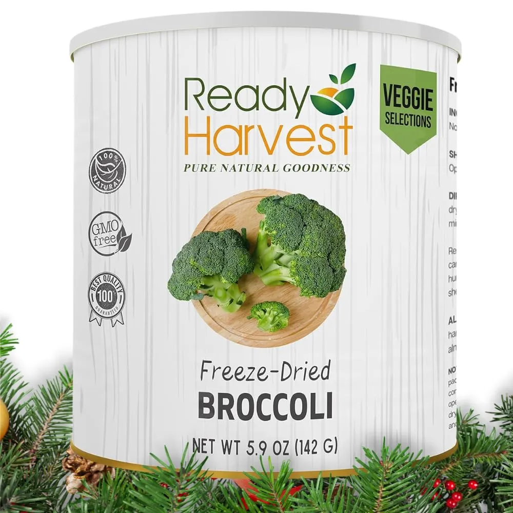 Ready Harvest Freeze-Dried Broccoli Florets - 30 Year Shelf Life - #10 Can