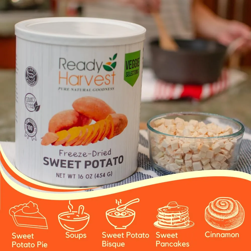 Ready Harvest Freeze-Dried Sweet Potatoes - 30 Year Shelf Life - Six #10 Cans