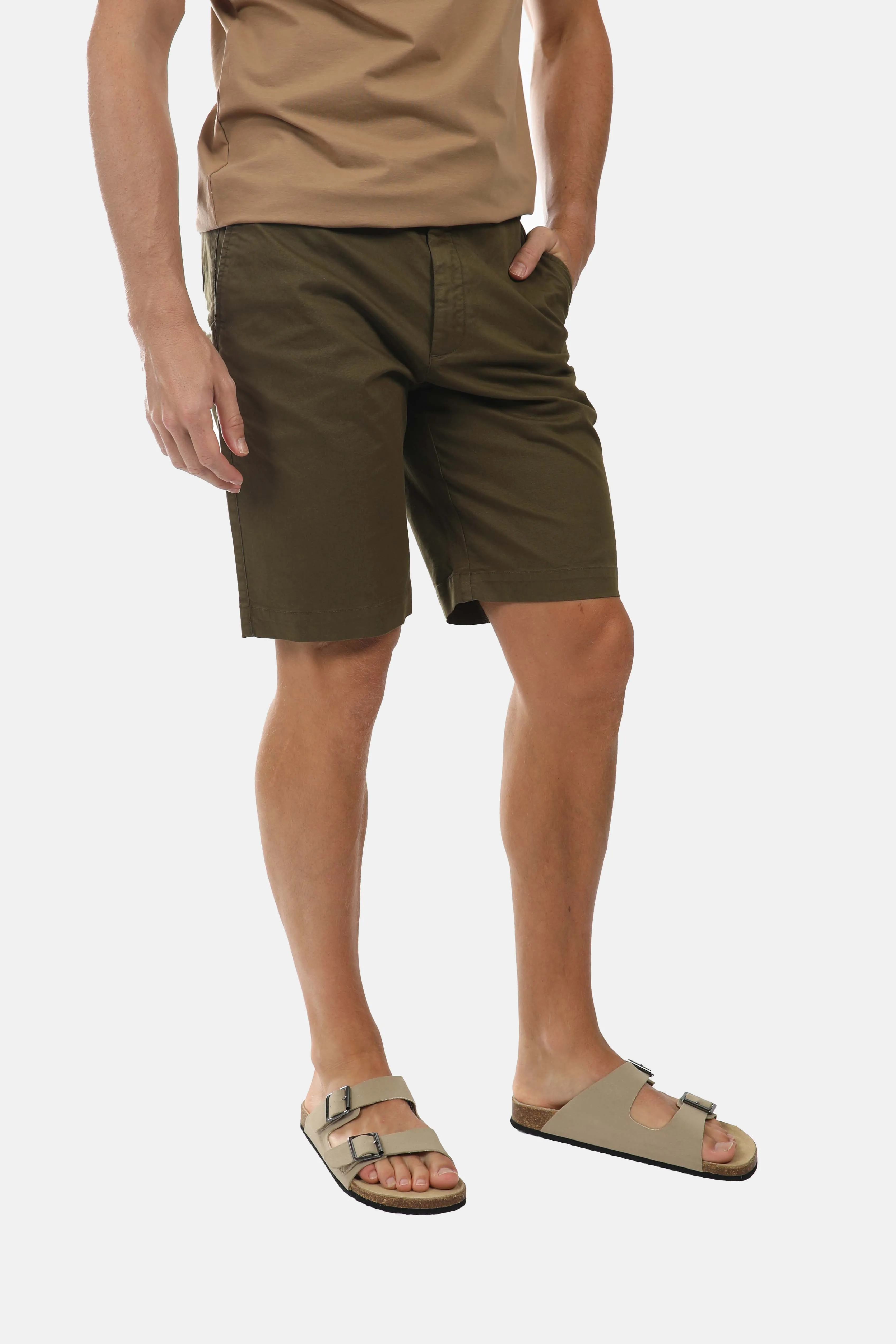 Relaxed Fit Olive Chino Short