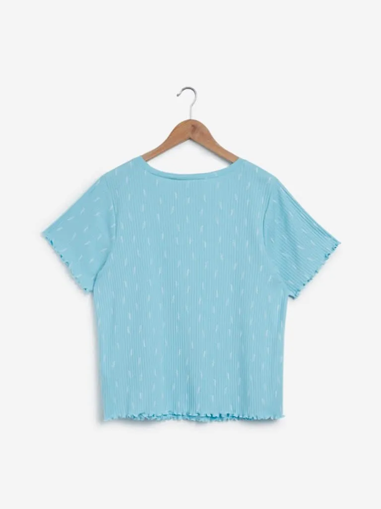 Sassy Soda Curves Blue Ribbed Letty T-Shirt