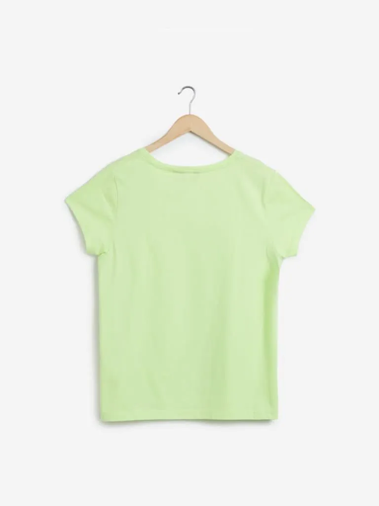 Sassy Soda Curves Lime Green Print Edna T-Shirt