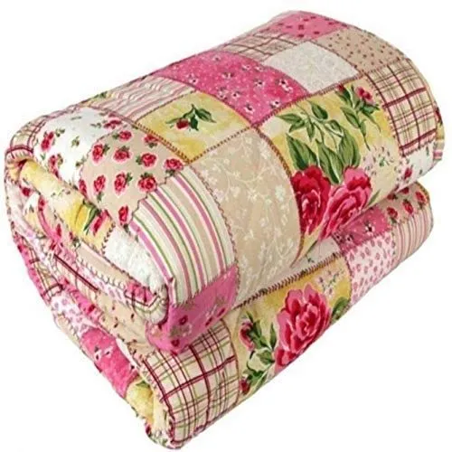 SHOPBITE Micro Cotton Flower Printed Double Ac Blanket (Multicolor)