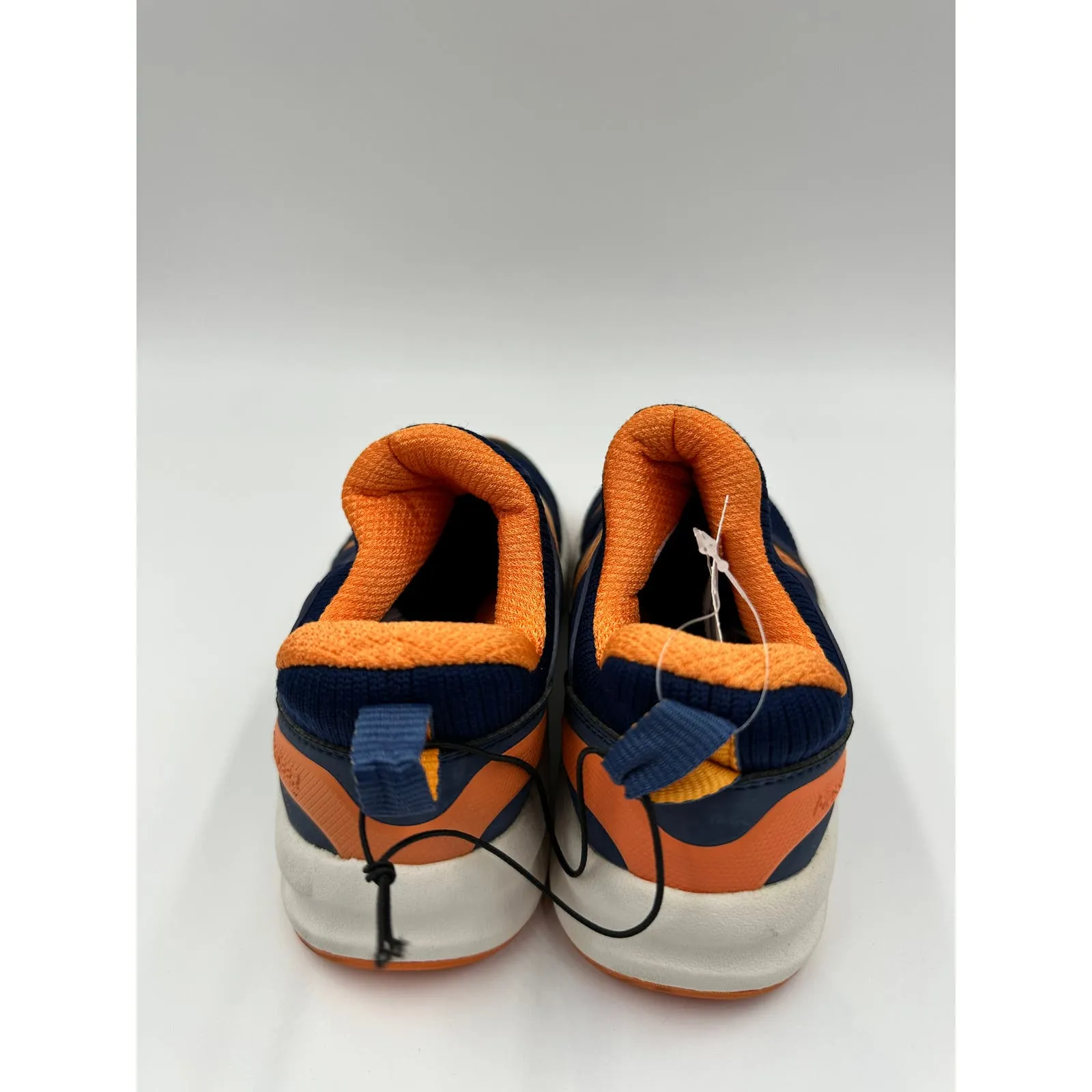 Small Kid Size 11, Blue and Orange Slip-on Sneakers with White Sole