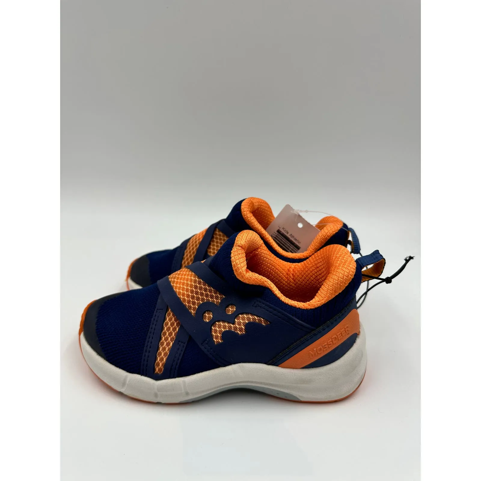 Small Kid Size 11, Blue and Orange Slip-on Sneakers with White Sole