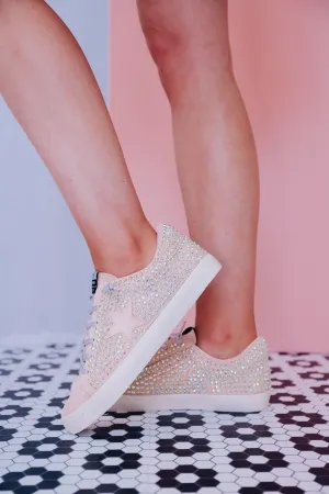 Sparkle Like A Star Faux Suede Sneakers - Pink