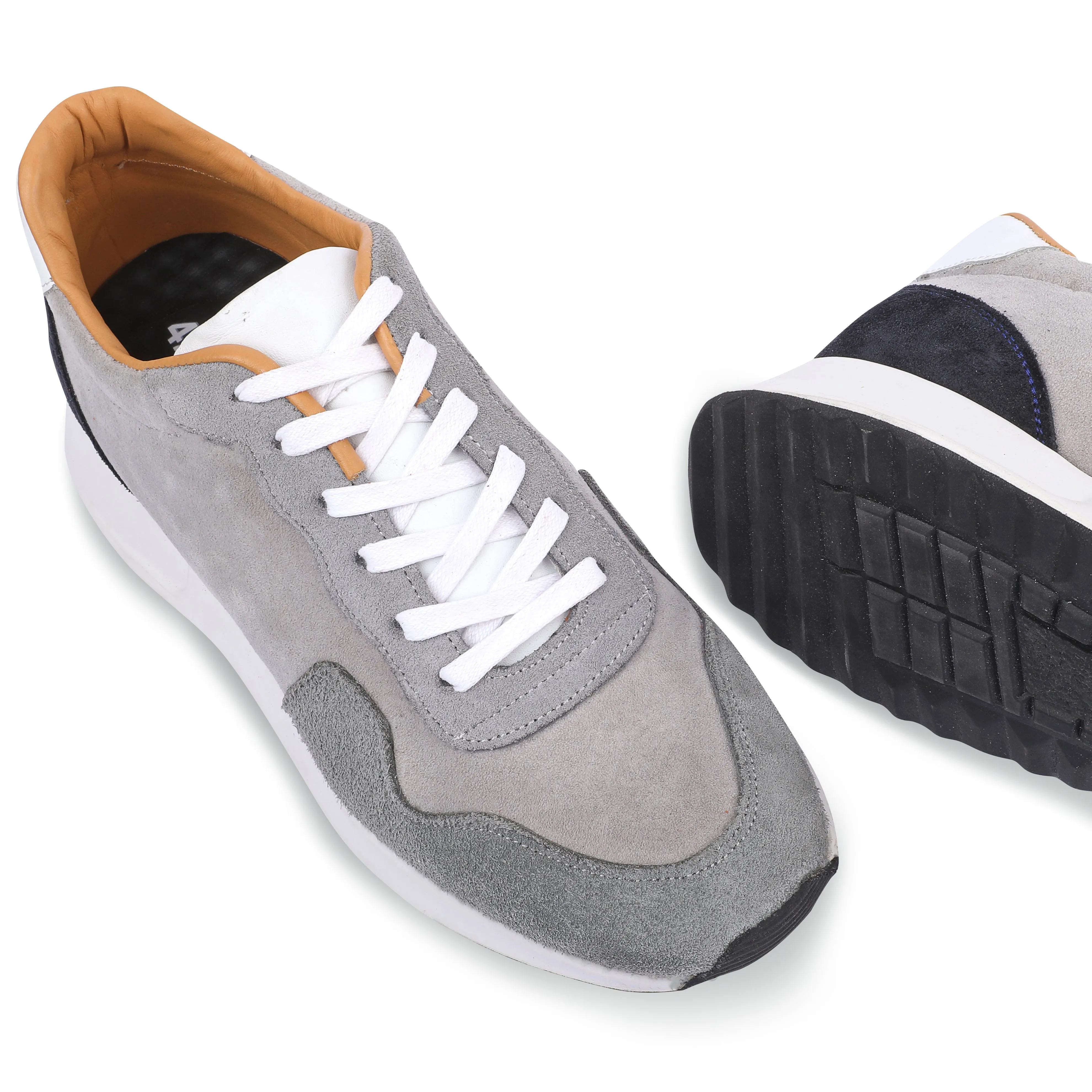 SUEDE X LEATHER EVA SOLE SNEAKERS - Gray