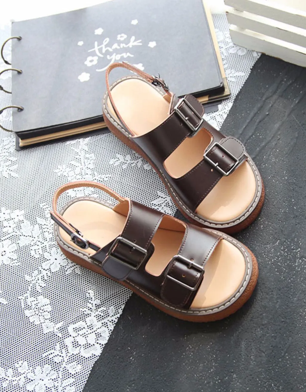 Summer Double Front Buckle Sandals