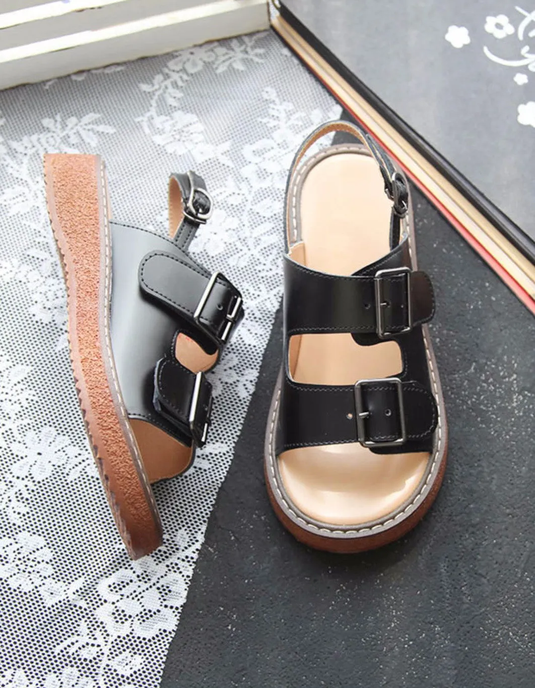 Summer Double Front Buckle Sandals