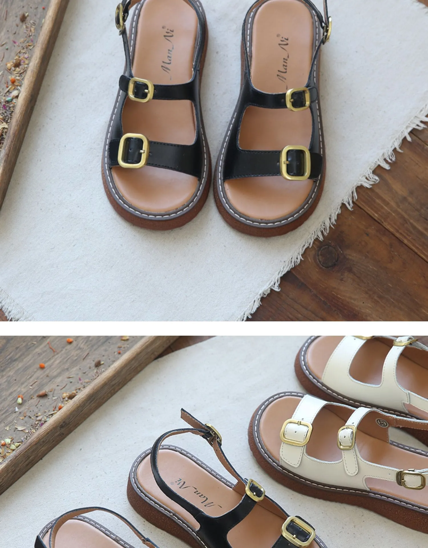 Summer Double Front Buckle Sandals