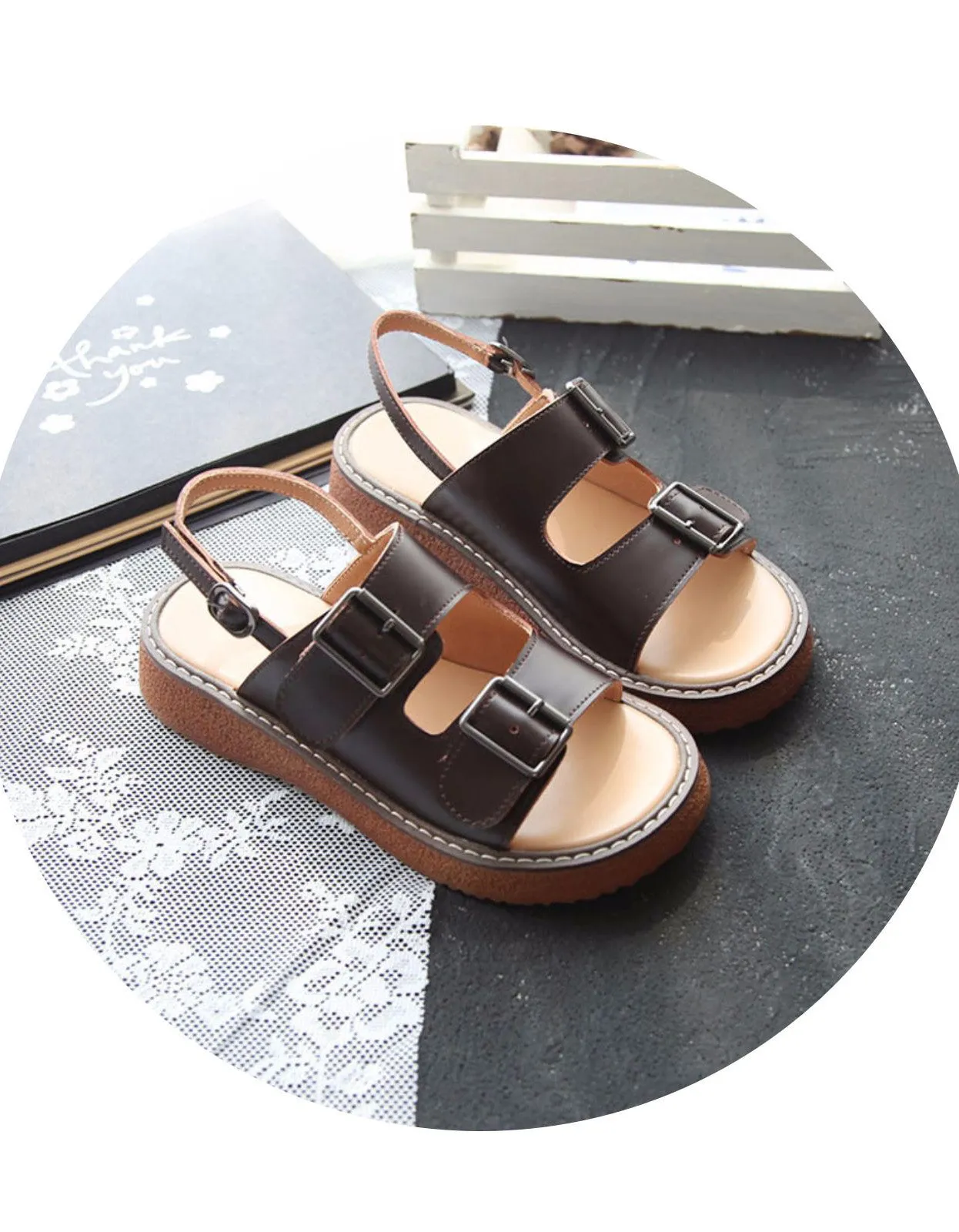 Summer Double Front Buckle Sandals