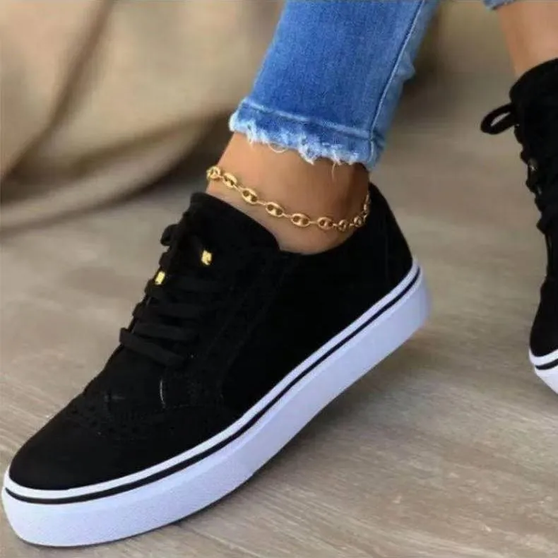 Summer flat lace up walking sneakers casual shoes for women